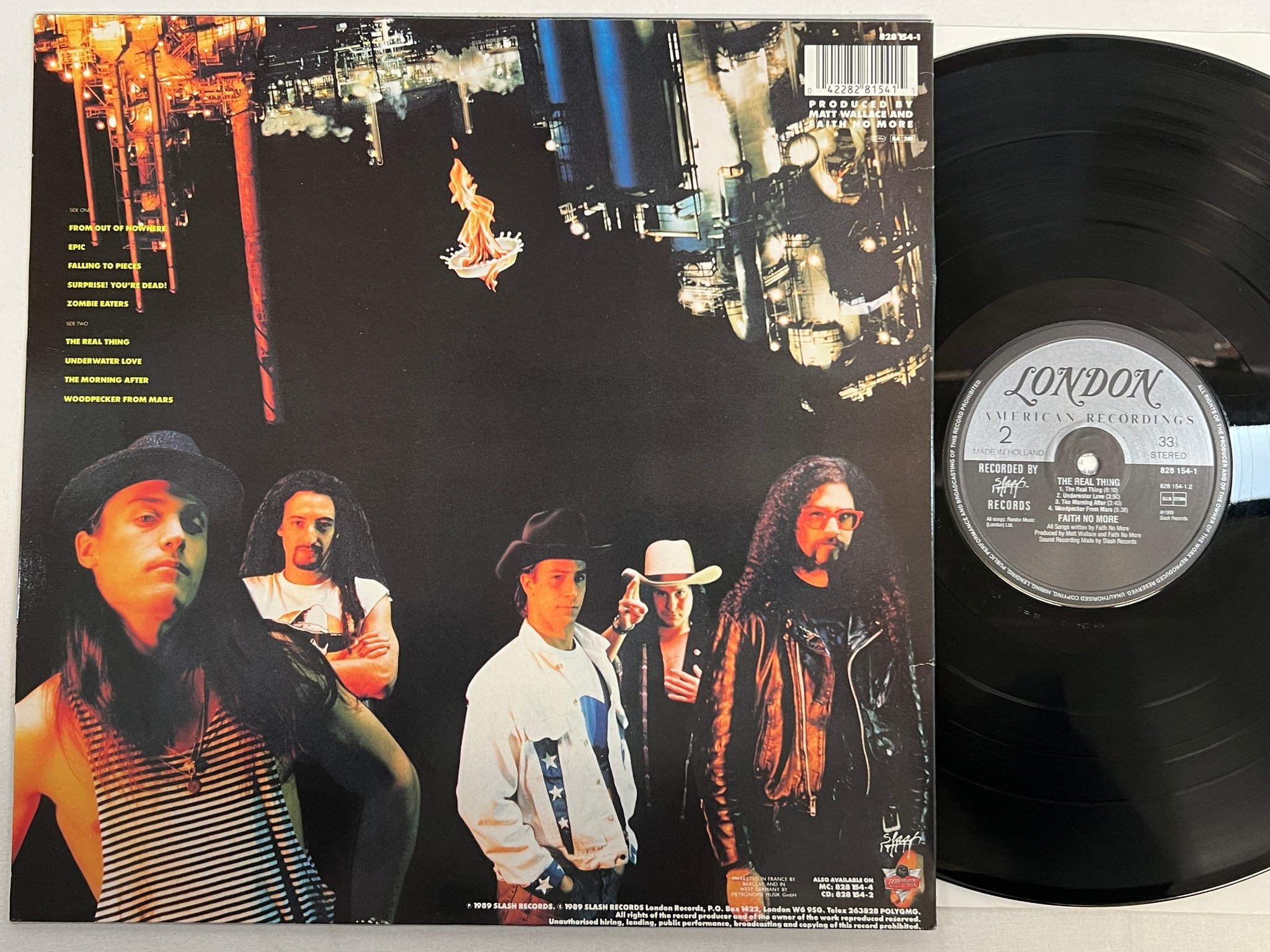 Omslagsbild för skivan FAITH NO MORE The Real Thing LP -89 Hol LONDON AMERICAN 828 154-1