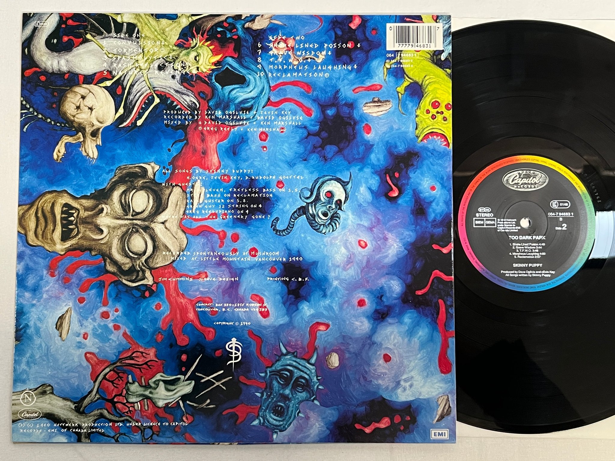 Omslagsbild för skivan SKINNY PUPPY too dark park LP -90 Ger CAPITOL 064-7 94683 1 *** RARE ***