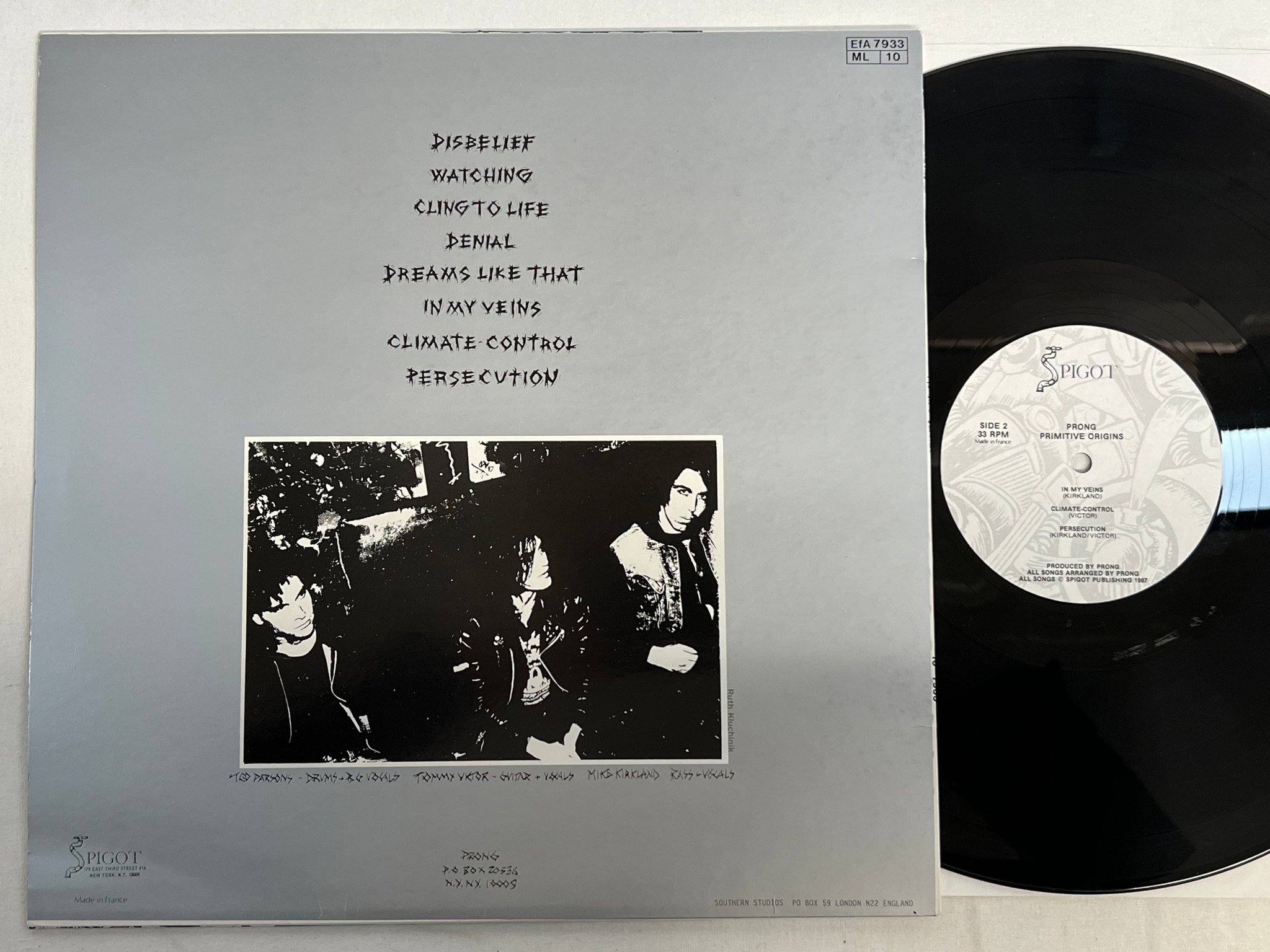 Omslagsbild för skivan PRONG primitive origins 12"ep -87 SPIGOT speed metal 