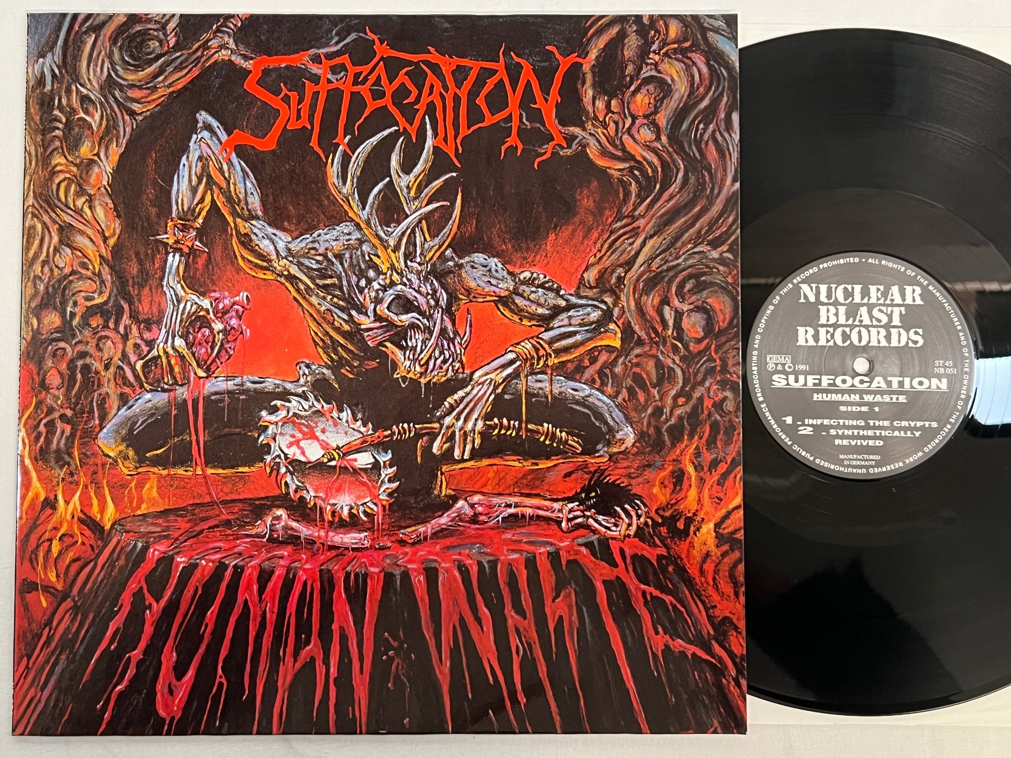 Omslagsbild för skivan SUFFOCATION Human Waste 12"EP -91 Ger NUCLEAR BLAST NB 051 death metal