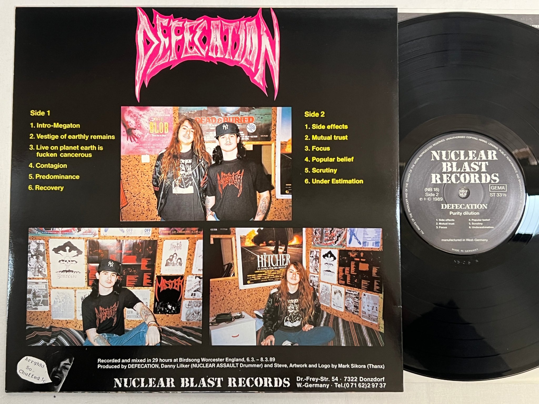 Omslagsbild för skivan DEFECATION purity dilution LP -89 Ger NUCLEAR BLAST NB 018 grindcore