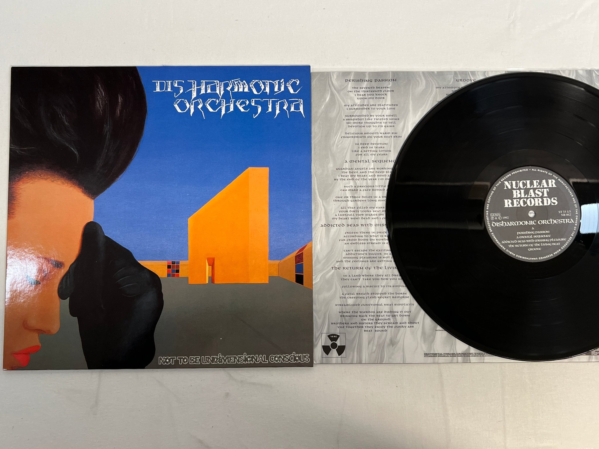 Omslagsbild för skivan DISHARMONIC ORCHESTRA Not To Be Undimensional Conscious LP -92 Ger DEATH METAL 