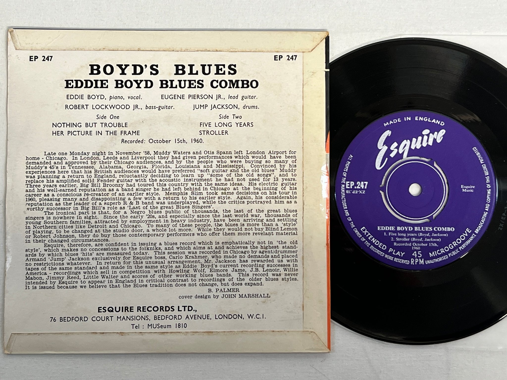 Omslagsbild för skivan EDDIE BOYD BLUES COMBO Boyds blues 7"ep -68 UK ESQUIRE EP 247 