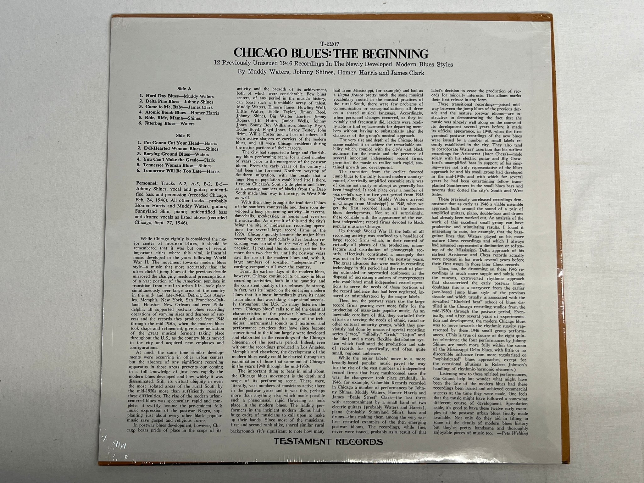 Omslagsbild för skivan V/A Chicago Blues: The Beginning LP -71 US TESTAMENT T-2207 sealed