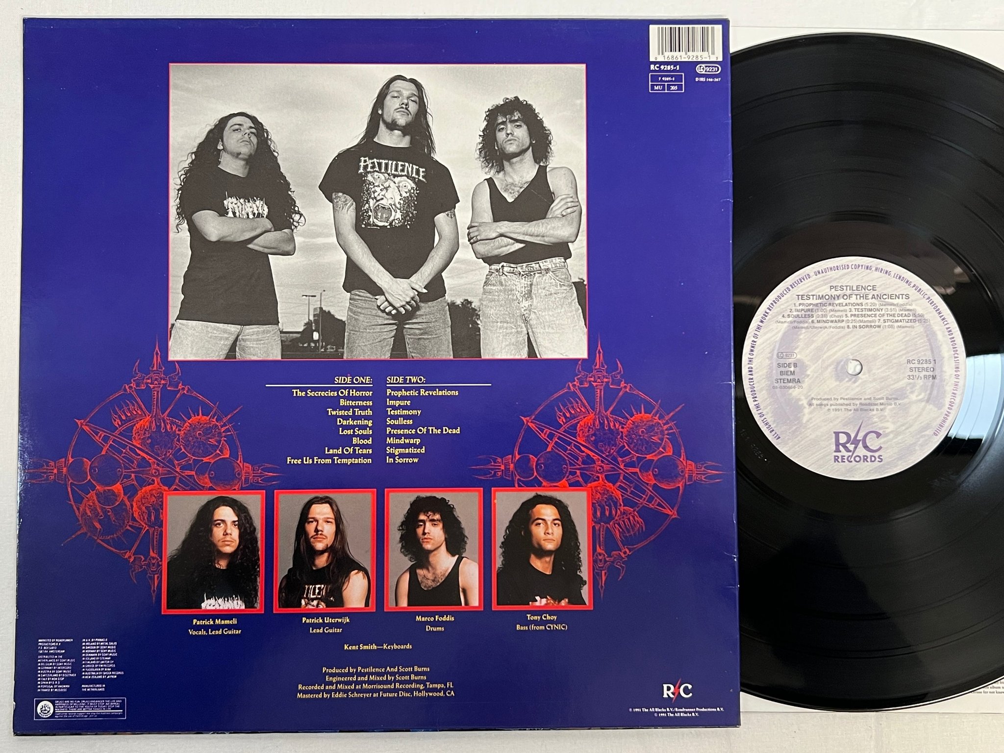 Omslagsbild för skivan PESTILENCE Testimony Of The Ancients LP -91 R/C RC 9285 1 death metal 