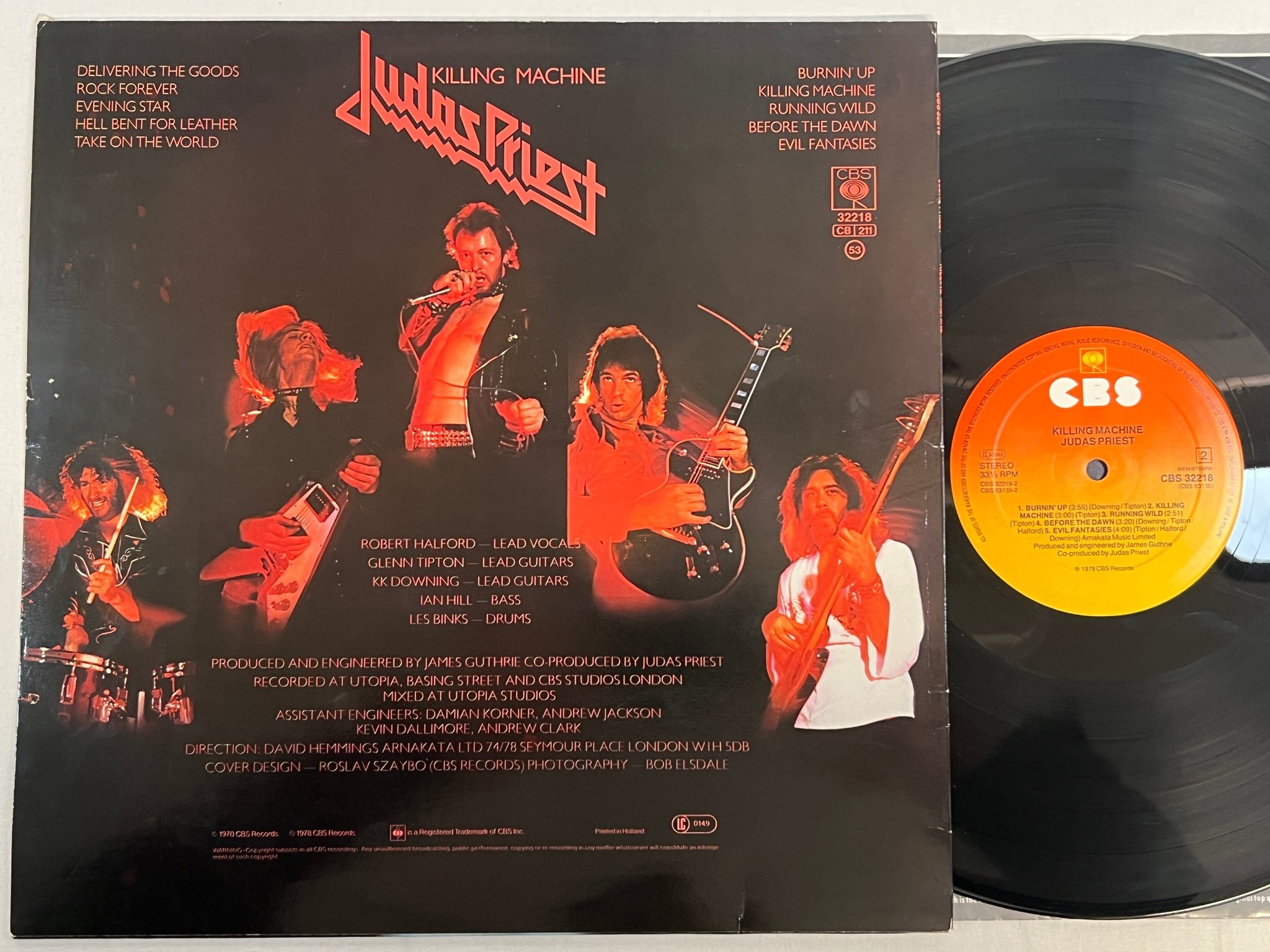 Omslagsbild för skivan JUDAS PRIEST killing machine LP -78 Hol CBS 32218