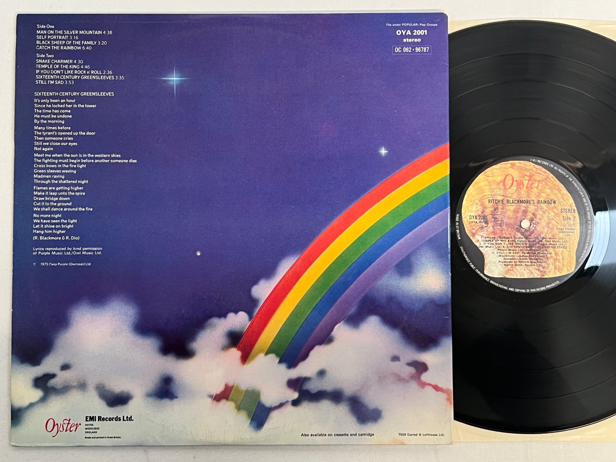 Omslagsbild för skivan RITCHIE BLACKMORE'S RAINBOW s/t LP -75 OYSTER OYA 2001