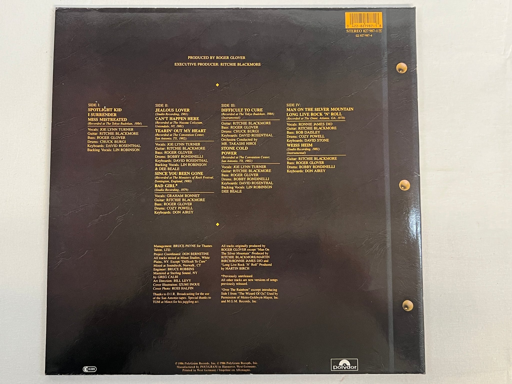 Omslagsbild för skivan RAINBOW finyl vinyl 2xLP -86 Ger POLYDOR 827 987-1