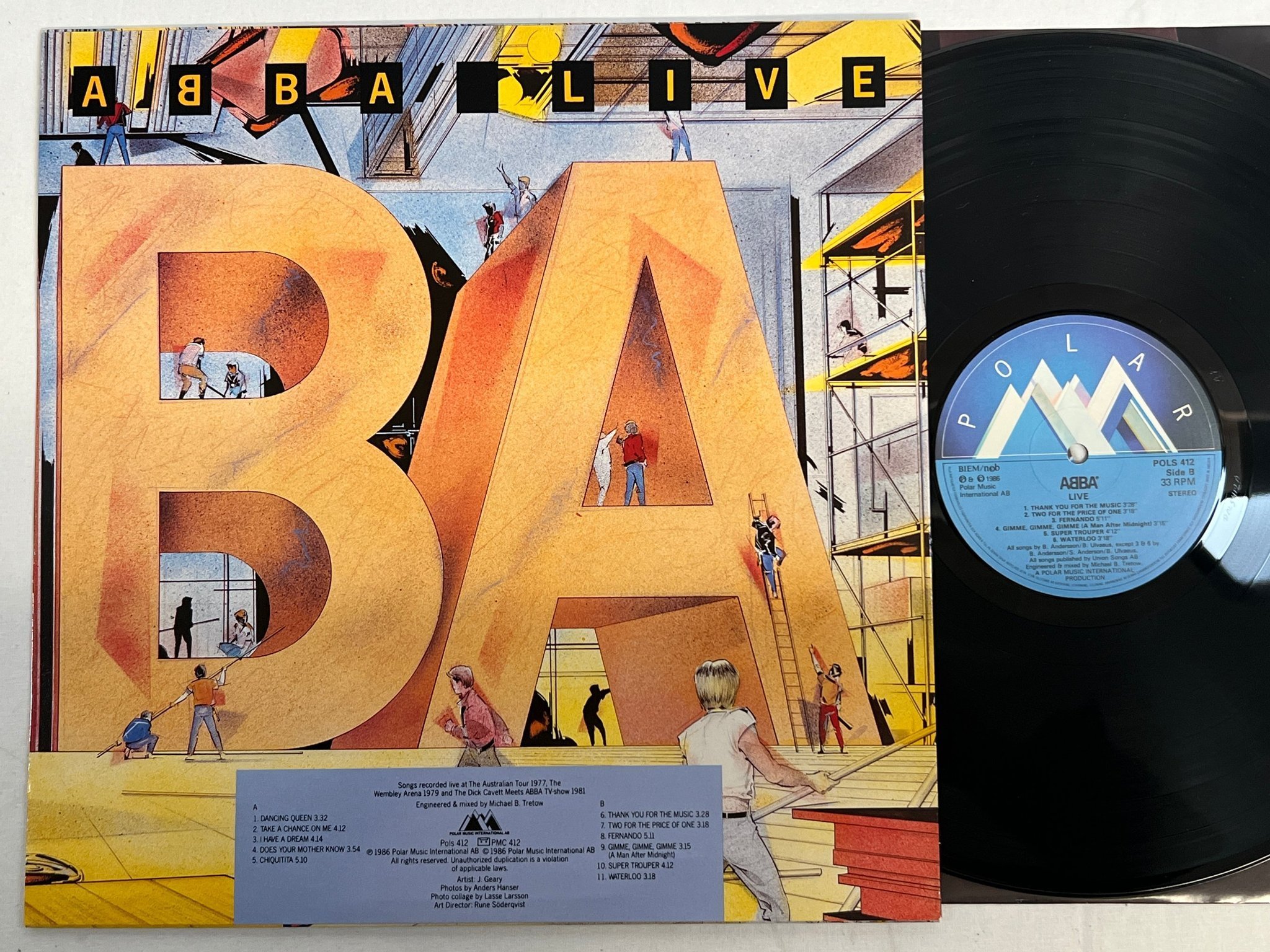 Omslagsbild för skivan ABBA live LP -86 POLAR POLS 412 