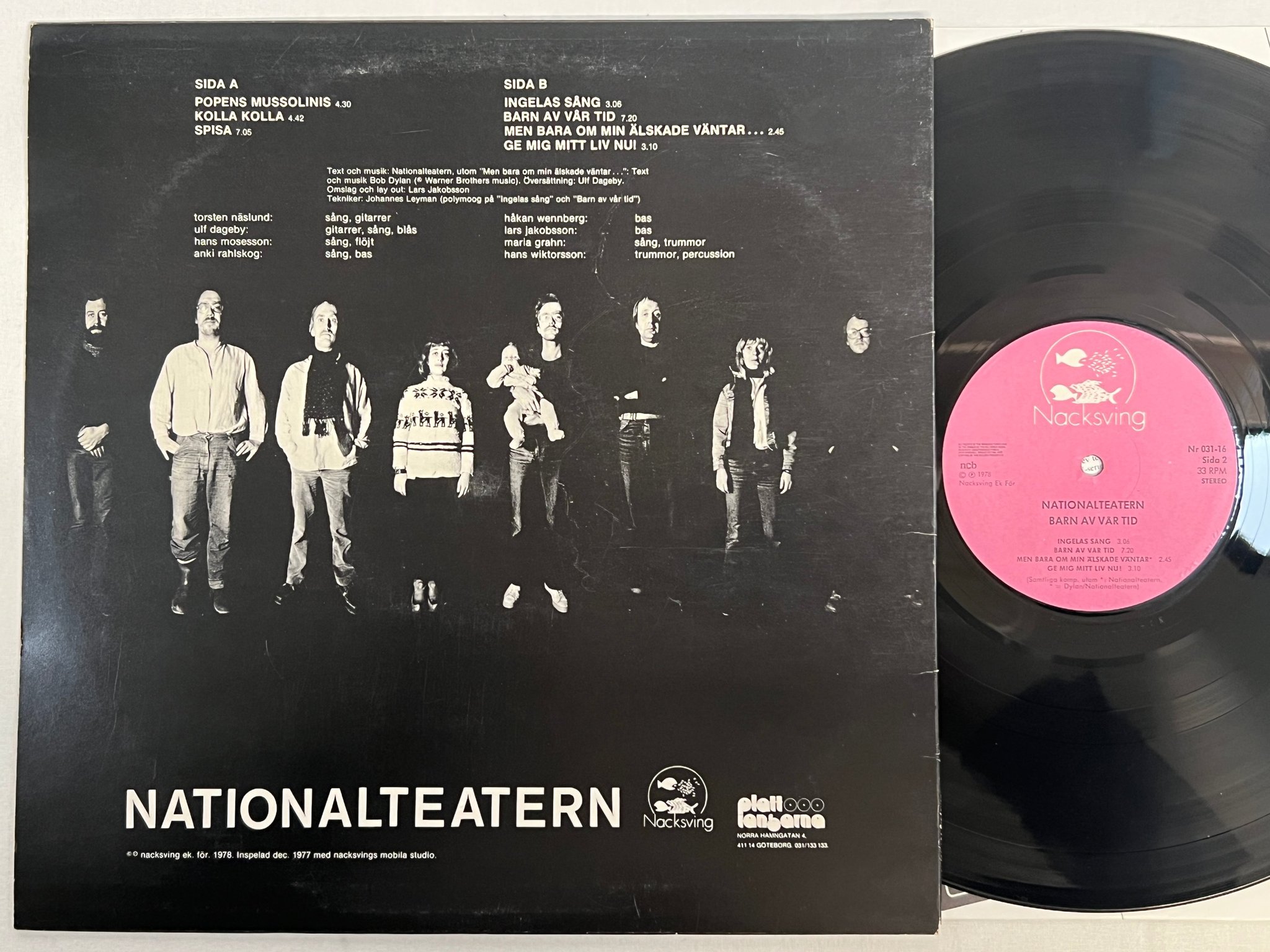 Omslagsbild för skivan NATIONALTEATERN barn av vår tid LP -78 Swe NACKSVING 031-16 "kolla kolla"