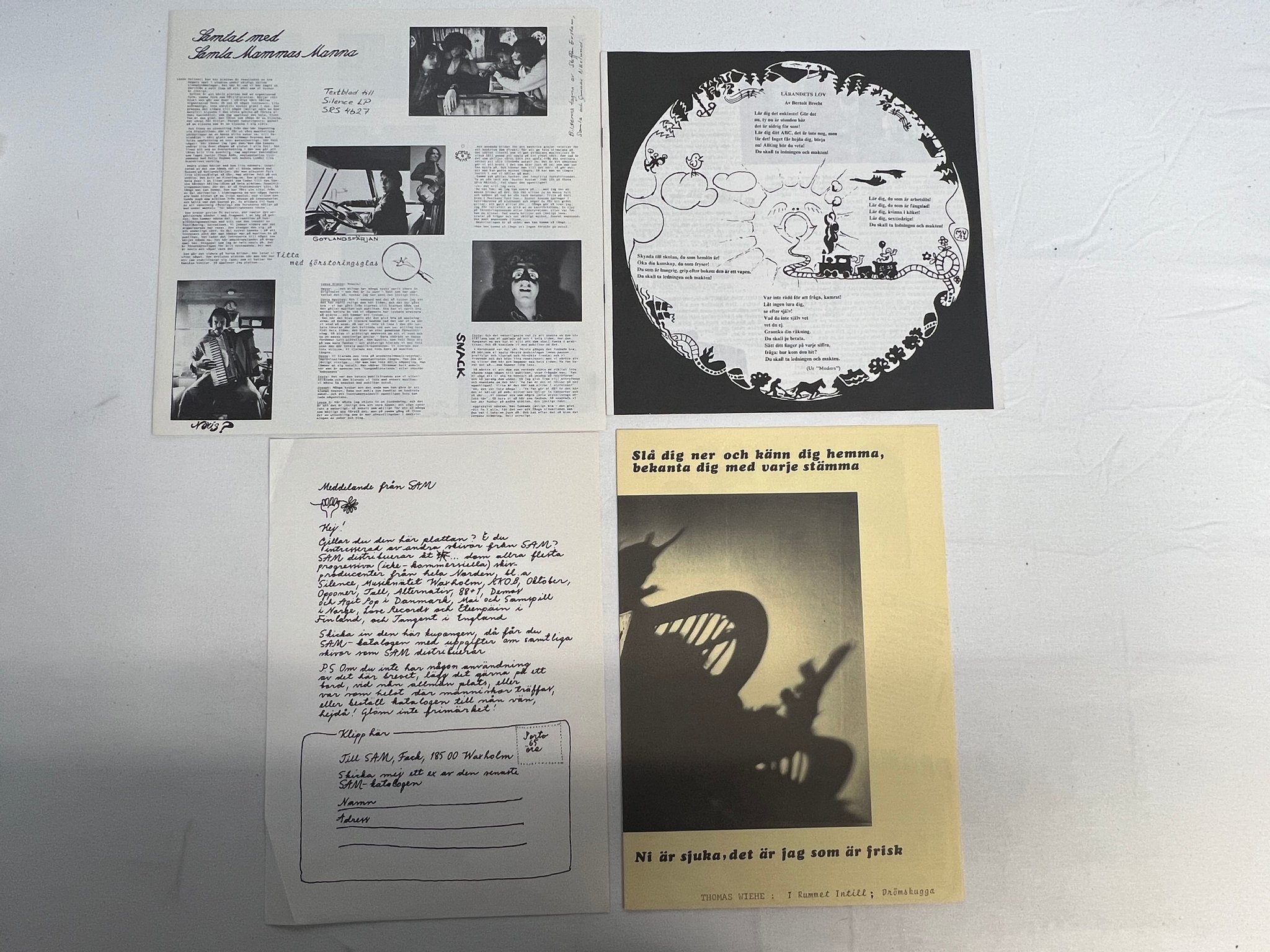 Omslagsbild för skivan SAMLA MAMMAS MANNA klossa knapitalet LP -74 Swe SILENCE SRS 4627