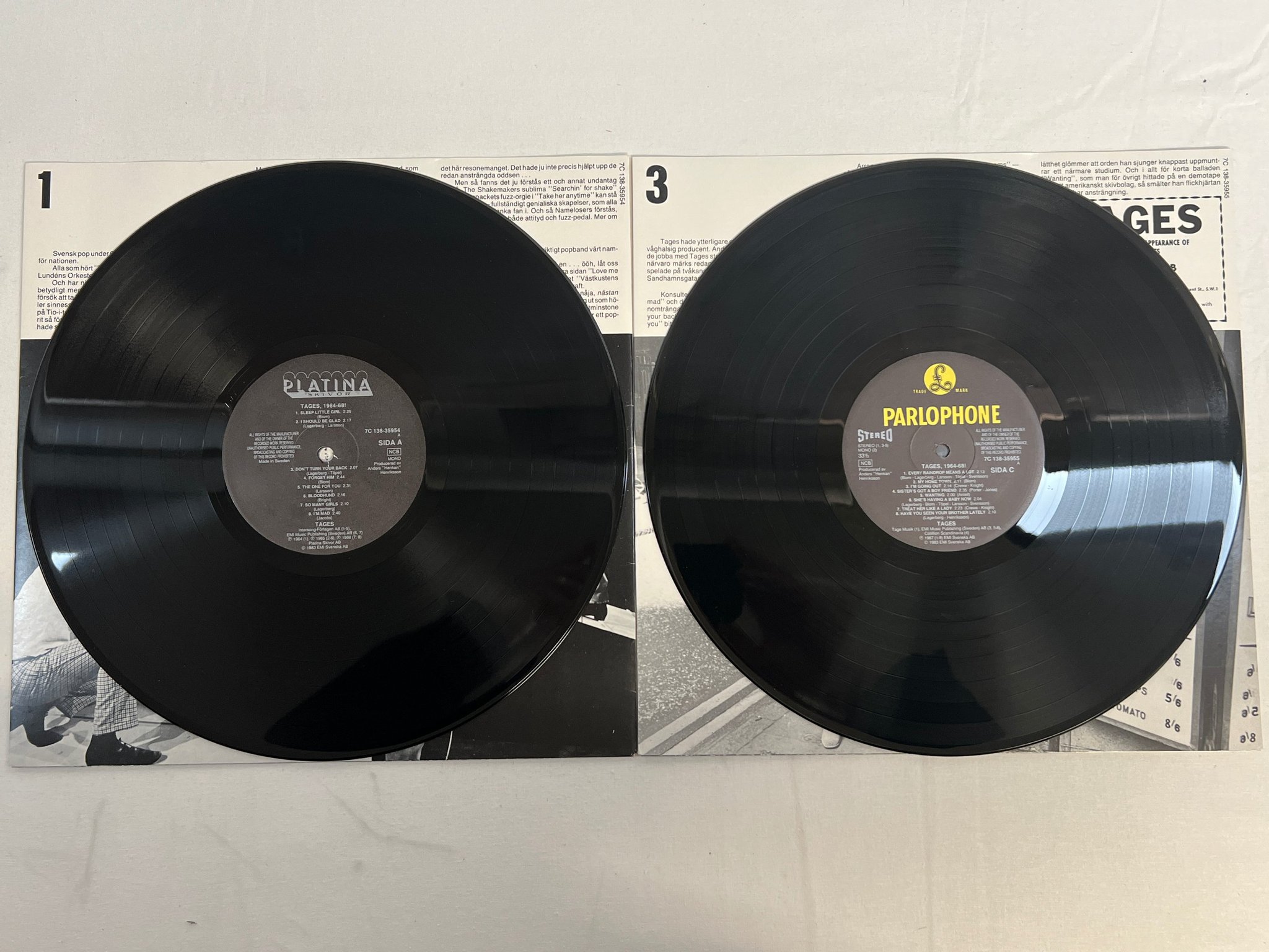 Omslagsbild för skivan TAGES 1964-68! 2xLP -83 Swe PLATINA 7C 138-35954 