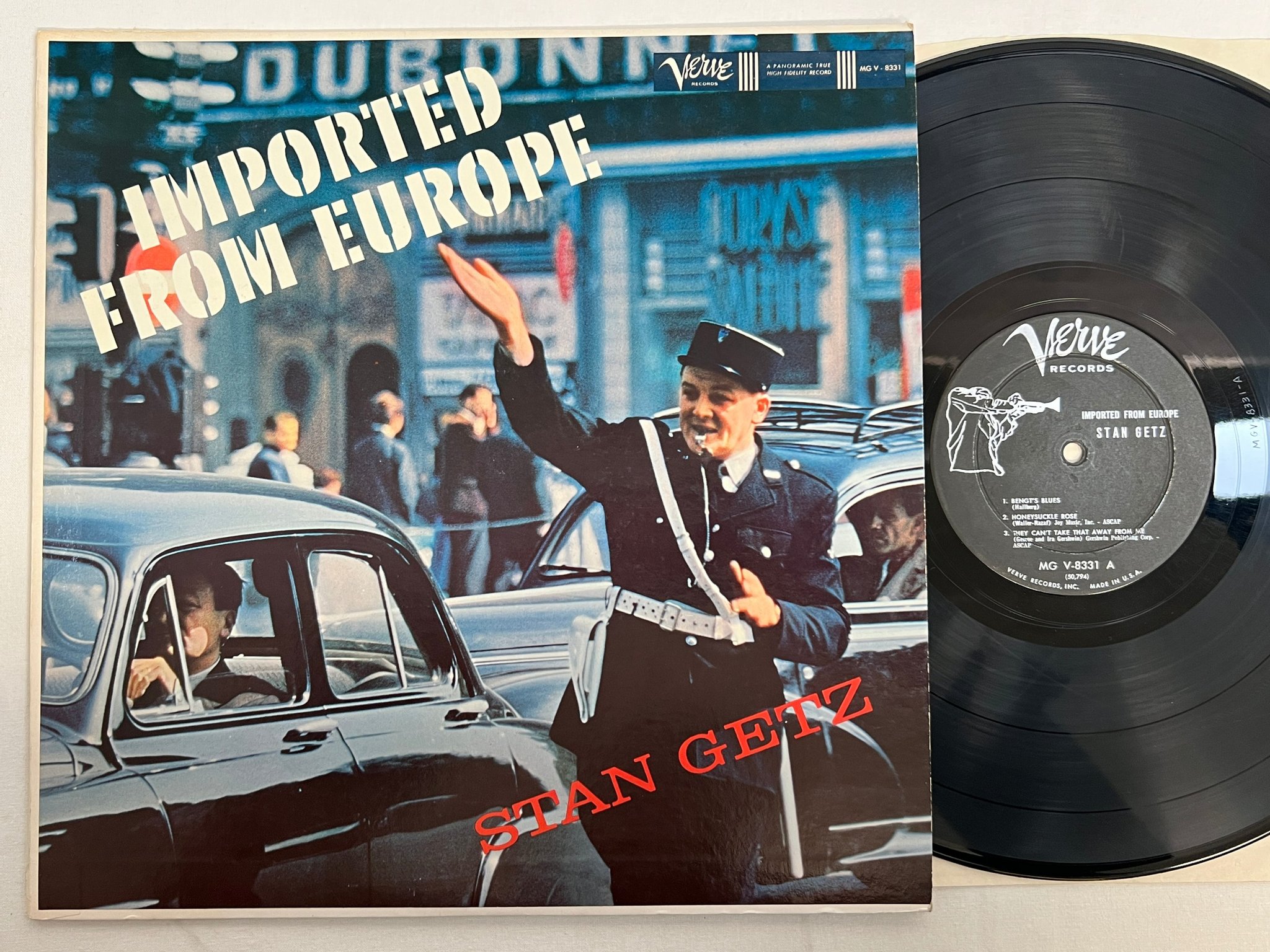 Omslagsbild för skivan STAN GETZ imported from Europe LP -59 US VERVE MG V-8331