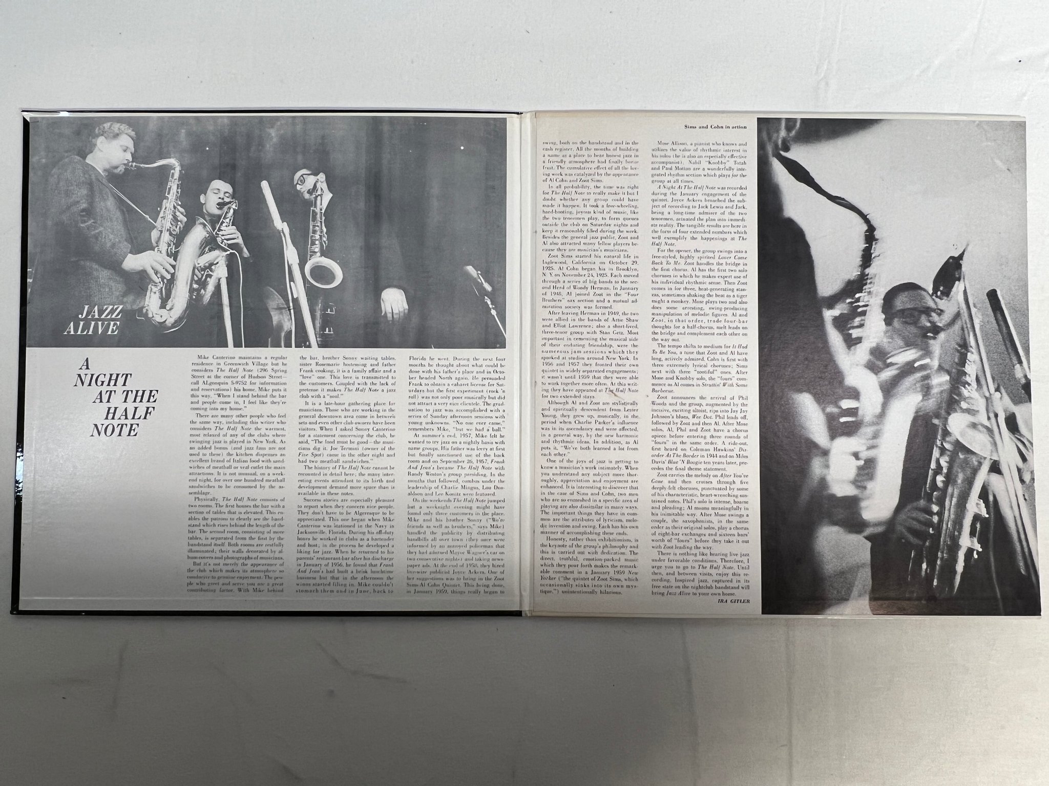 Omslagsbild för skivan ZOOT SIMS Jazz Alive! A night at the Half Note LP -59 US UNITED UAS 5040