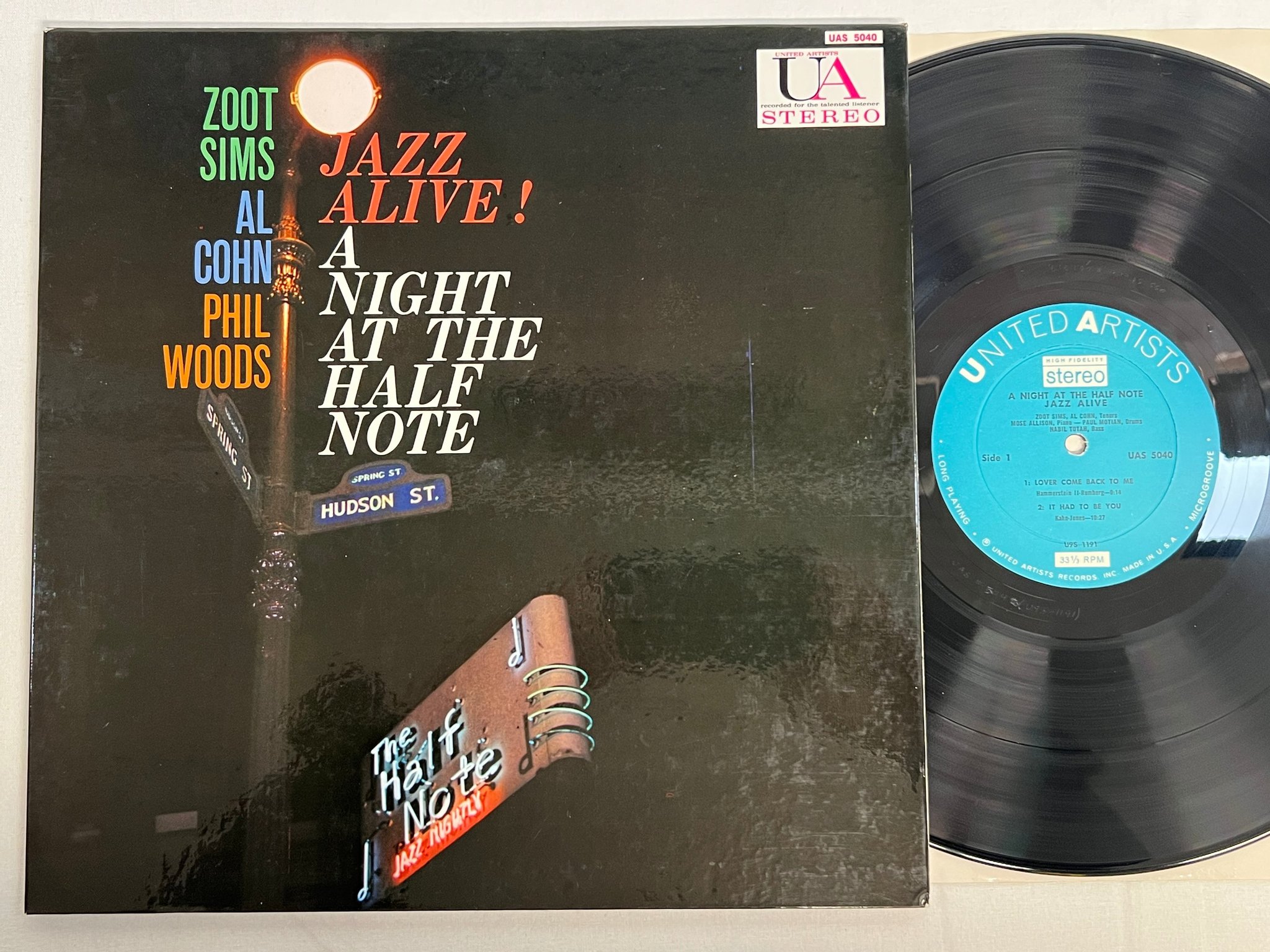 Omslagsbild för skivan ZOOT SIMS Jazz Alive! A night at the Half Note LP -59 US UNITED UAS 5040