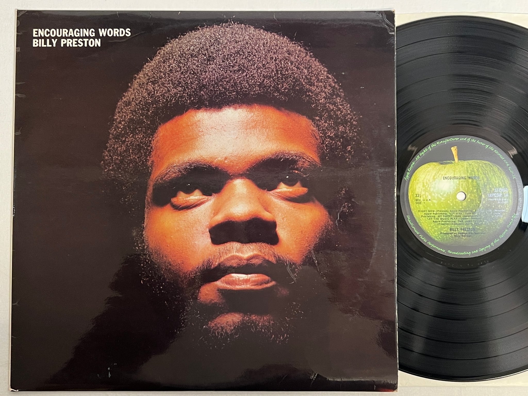Omslagsbild för skivan BILLY PRESTON encouraging words LP -70 UK APPLE SAPCOR 14