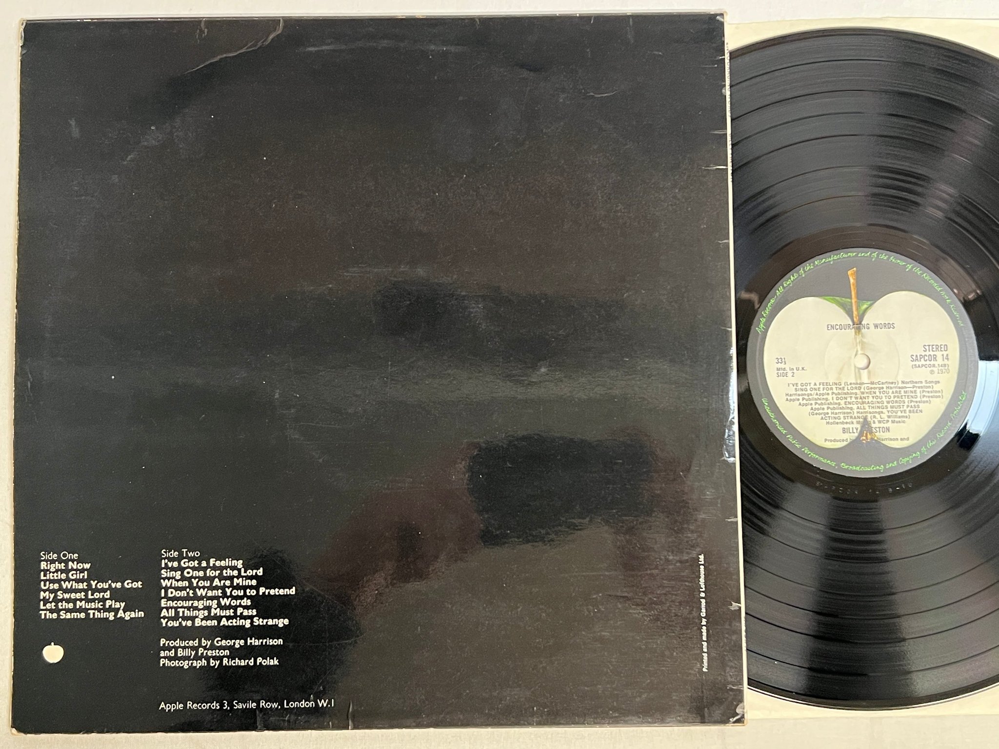 Omslagsbild för skivan BILLY PRESTON encouraging words LP -70 UK APPLE SAPCOR 14
