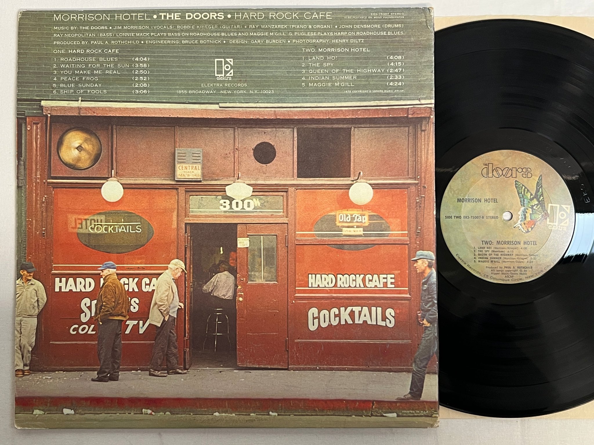 Omslagsbild för skivan THE DOORS Morrison hotel LP -70 US ELEKTRA EKS-75007 