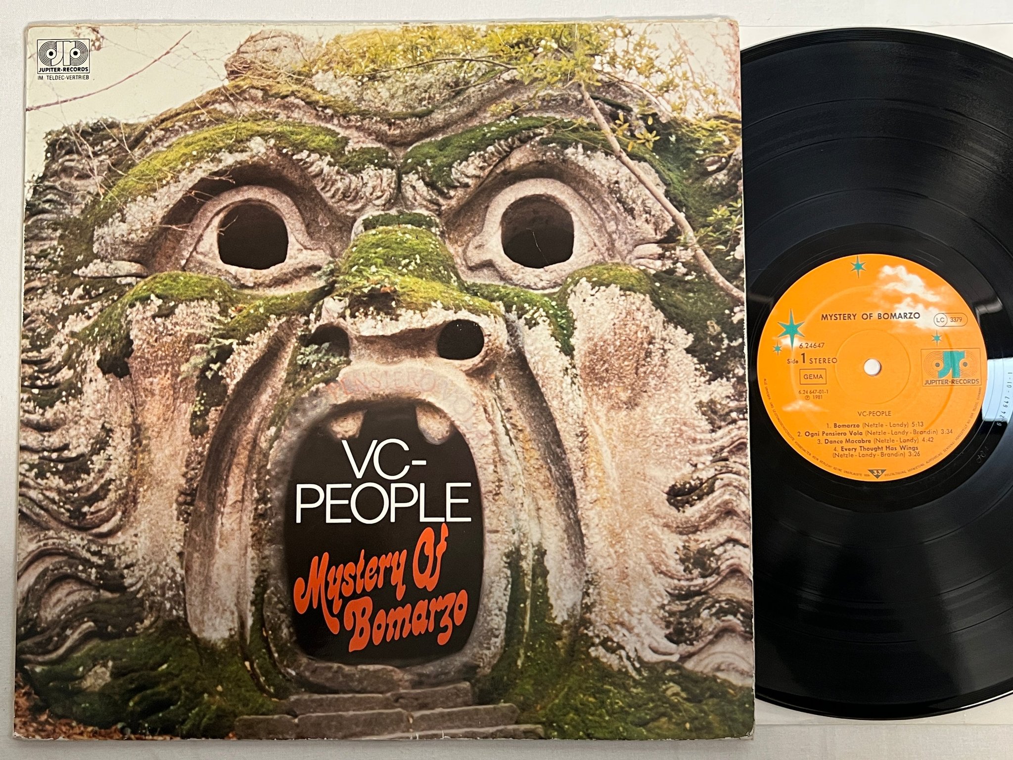 Omslagsbild för skivan VC-PEOPLE Mystery Of Bomarzo LP -81 Ger JUPITER 6.24647 AP electronic / disco 
