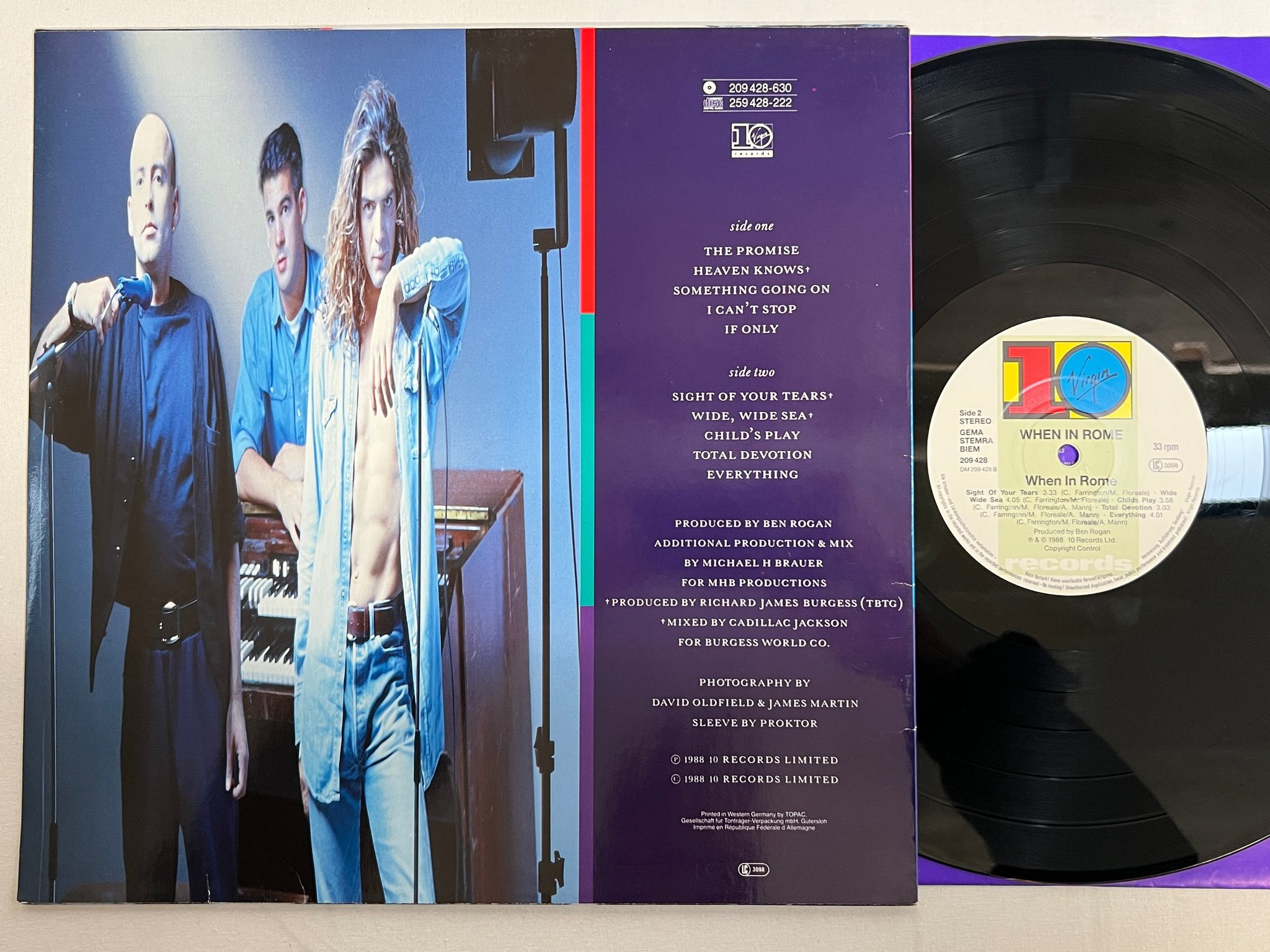 Omslagsbild för skivan WHEN IN ROME s/t LP -88 Eu 10 RECORDS 209428 synth-pop