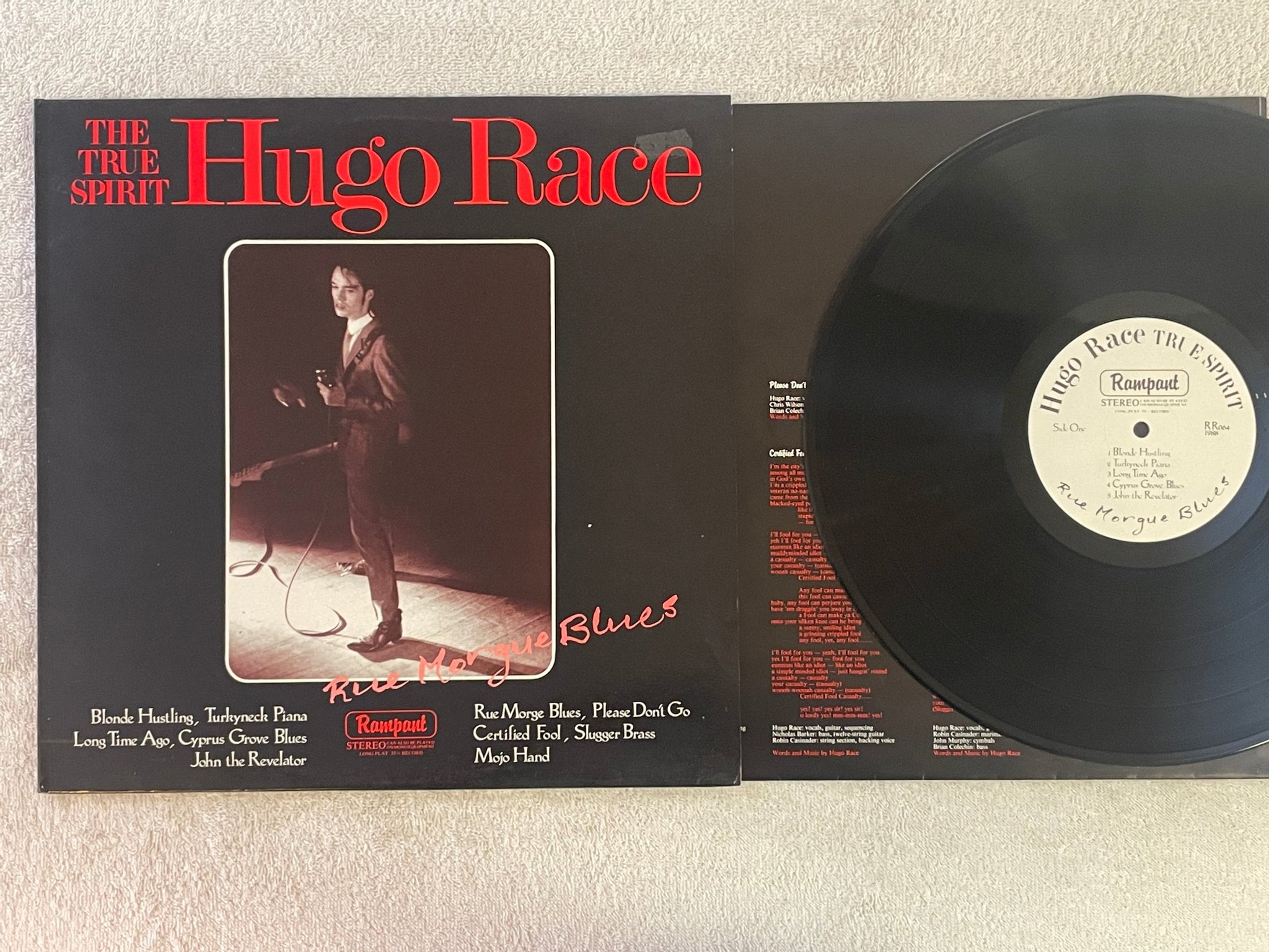 Omslagsbild för skivan HUGO RACE Rue Morgue Blues LP -88 Aussie RAMPART RR 064 garage rock