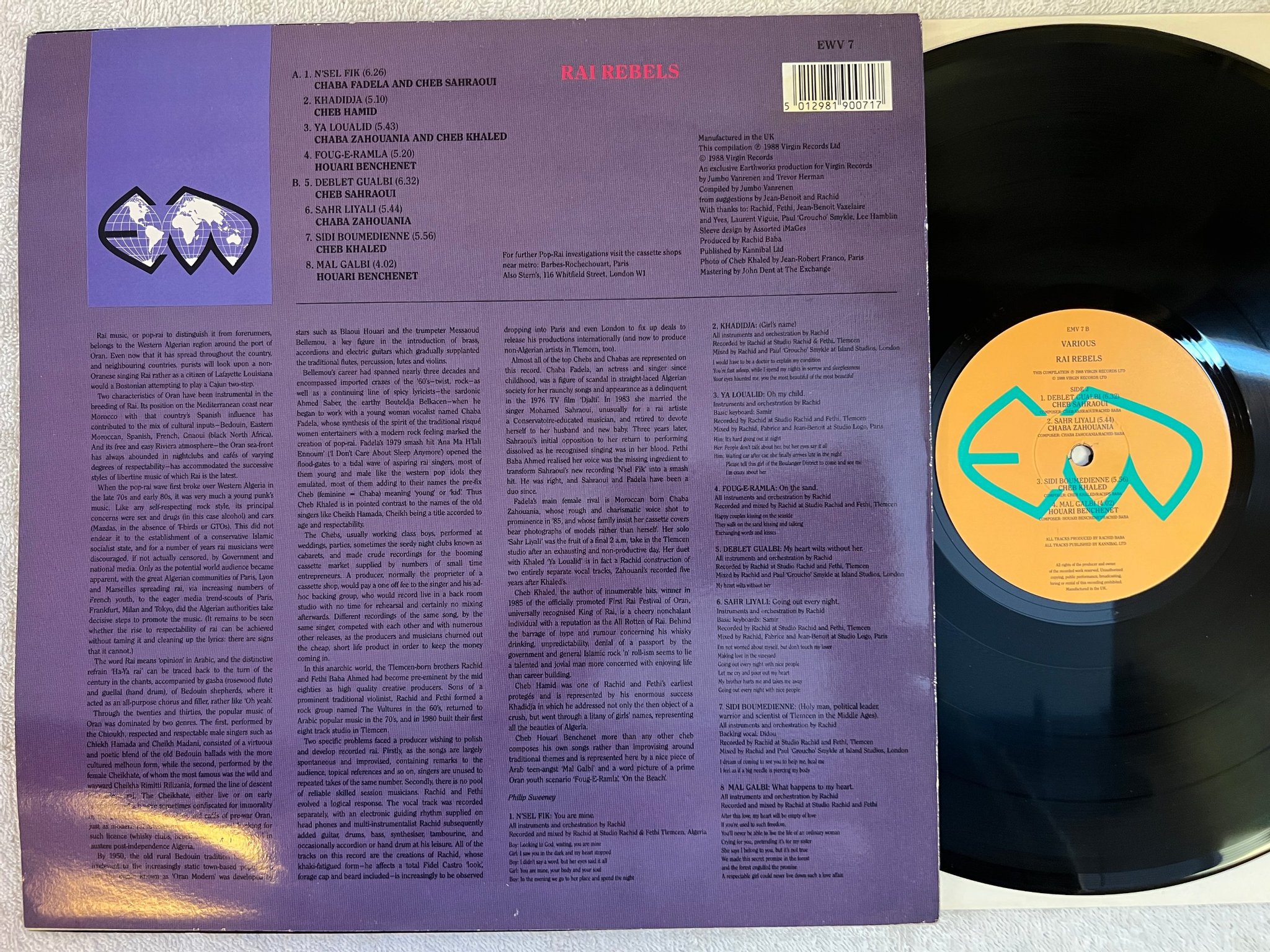 Omslagsbild för skivan V/A rai rebels LP -88 UK EARTHWORKS EWY 7 