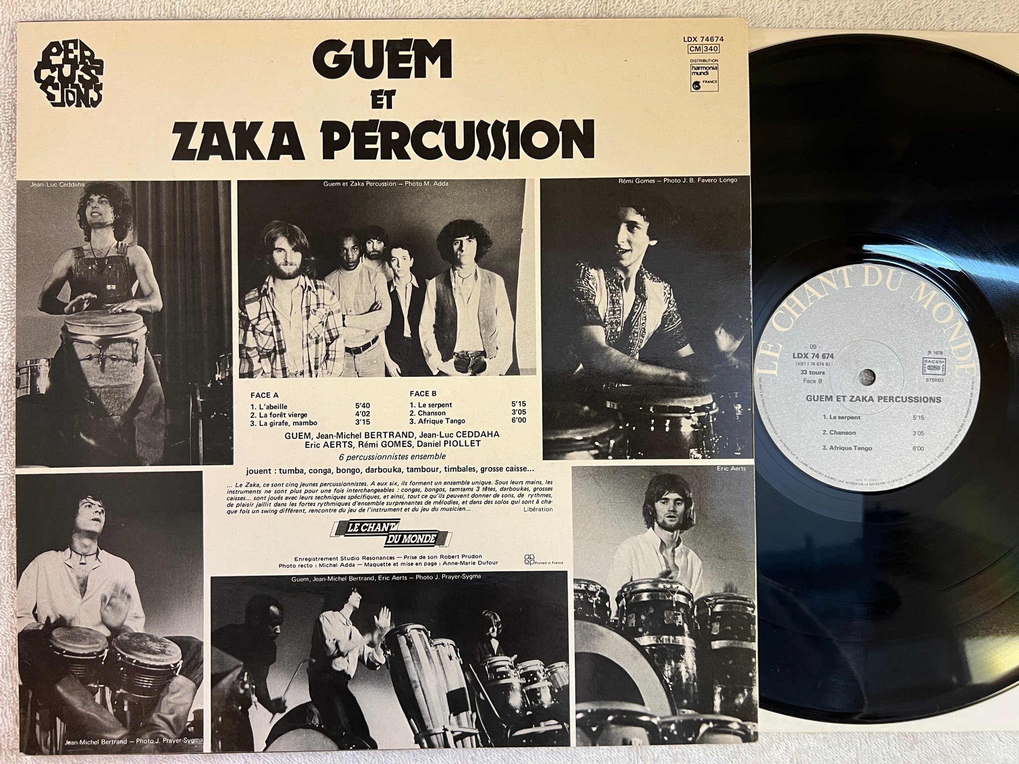 Omslagsbild för skivan Guem Et Zaka Percussion LP -78 Fra LDX 74674 afro-cuban jazz