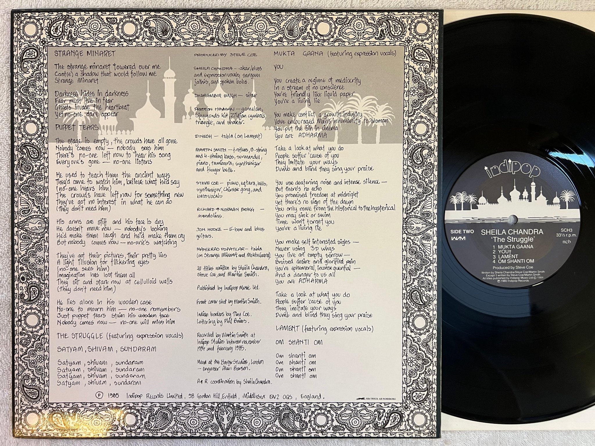 Omslagsbild för skivan SHEILA CHANDRA the struggle LP -85 ncb MNW SCH3