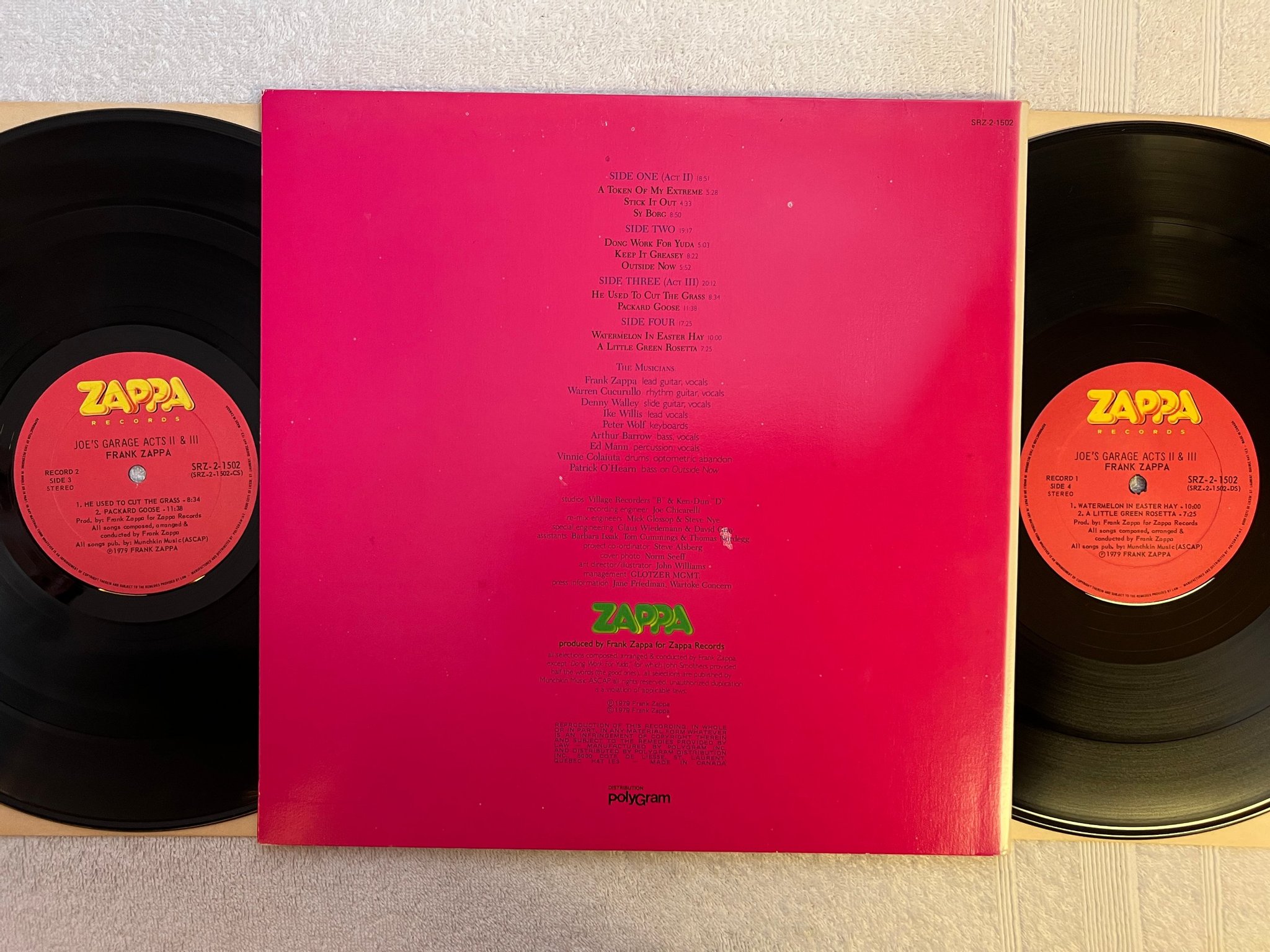 Omslagsbild för skivan FRANK ZAPPA Joe's garage act II & III 2xLP -79 Can ZAPPA SRZ-2-1502