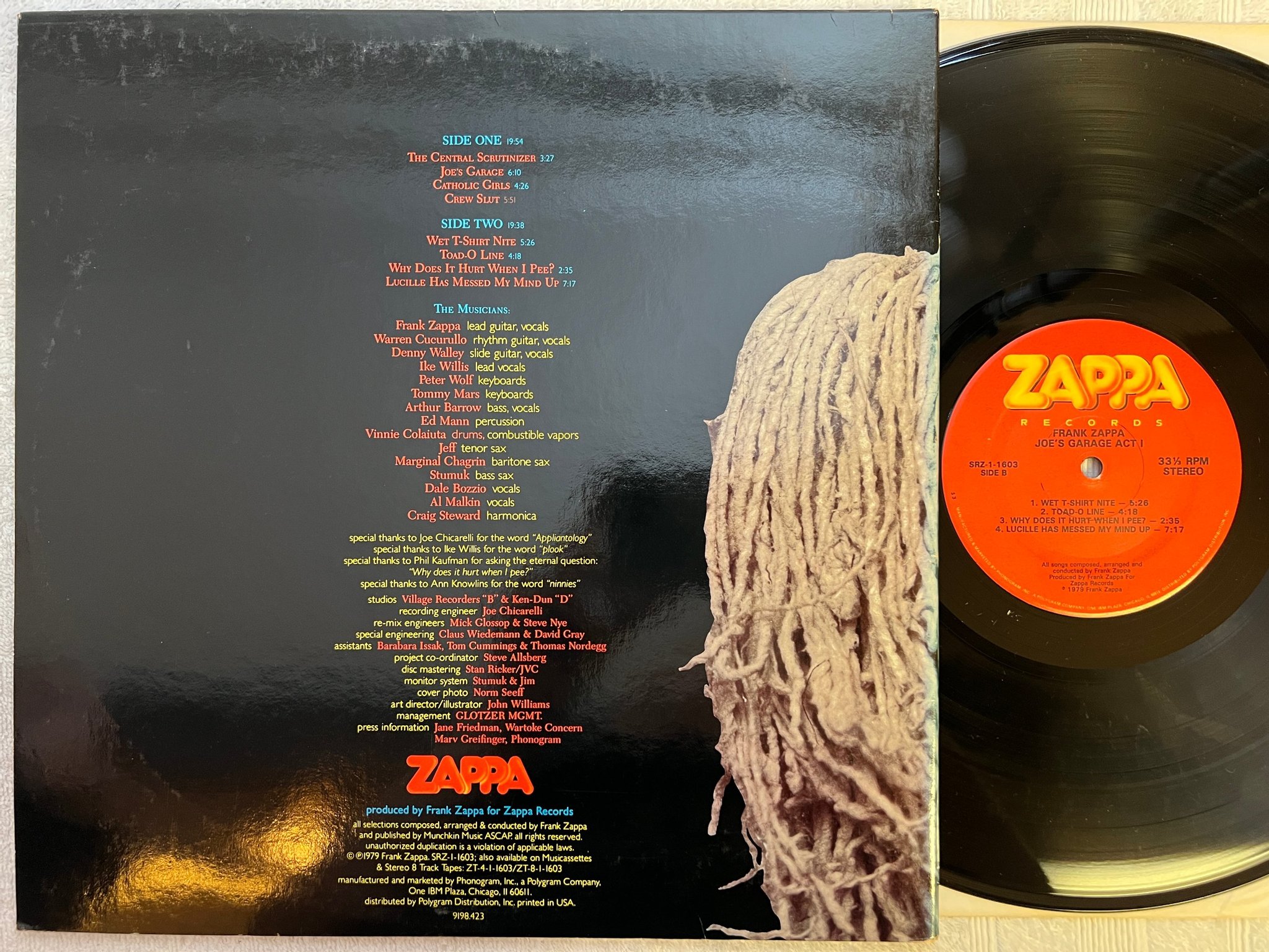 Omslagsbild för skivan FRANK ZAPPA Joe's garage act I LP -79 US ZAPPA SRZ-1-1603