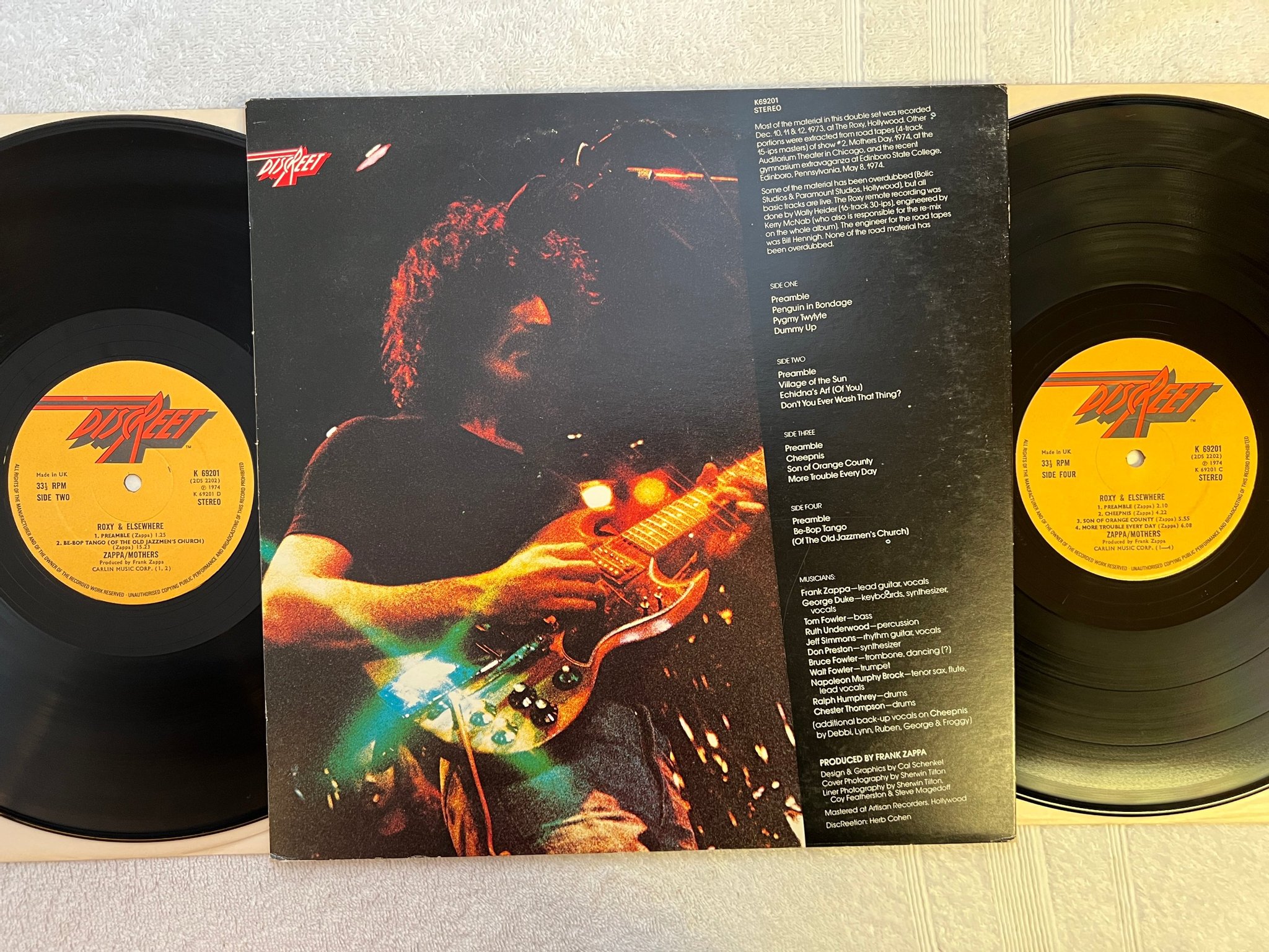 Omslagsbild för skivan ZAPPA / MOTHERS Roxy & elsewhere 2xLP -74 UK DISCREET K 69201