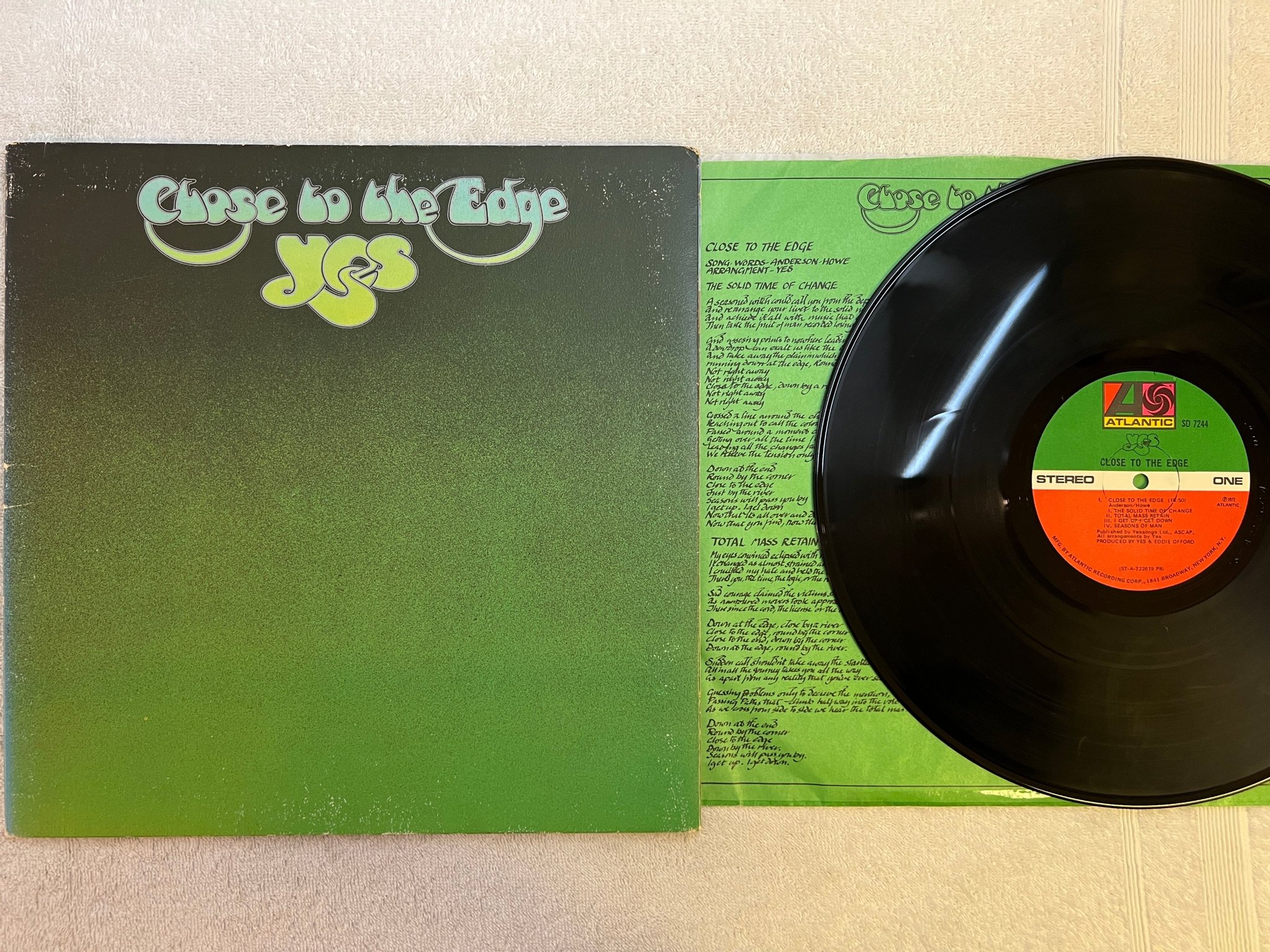 Omslagsbild för skivan YES close to the edge LP US ATLANTIC SD 7244