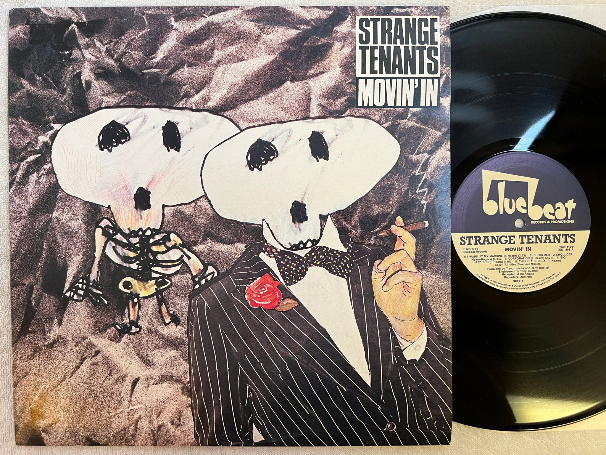 Omslagsbild för skivan STRANGE TENANTS Movin In LP -84 Aussie BLUE BEAT TEN-1199 ska 