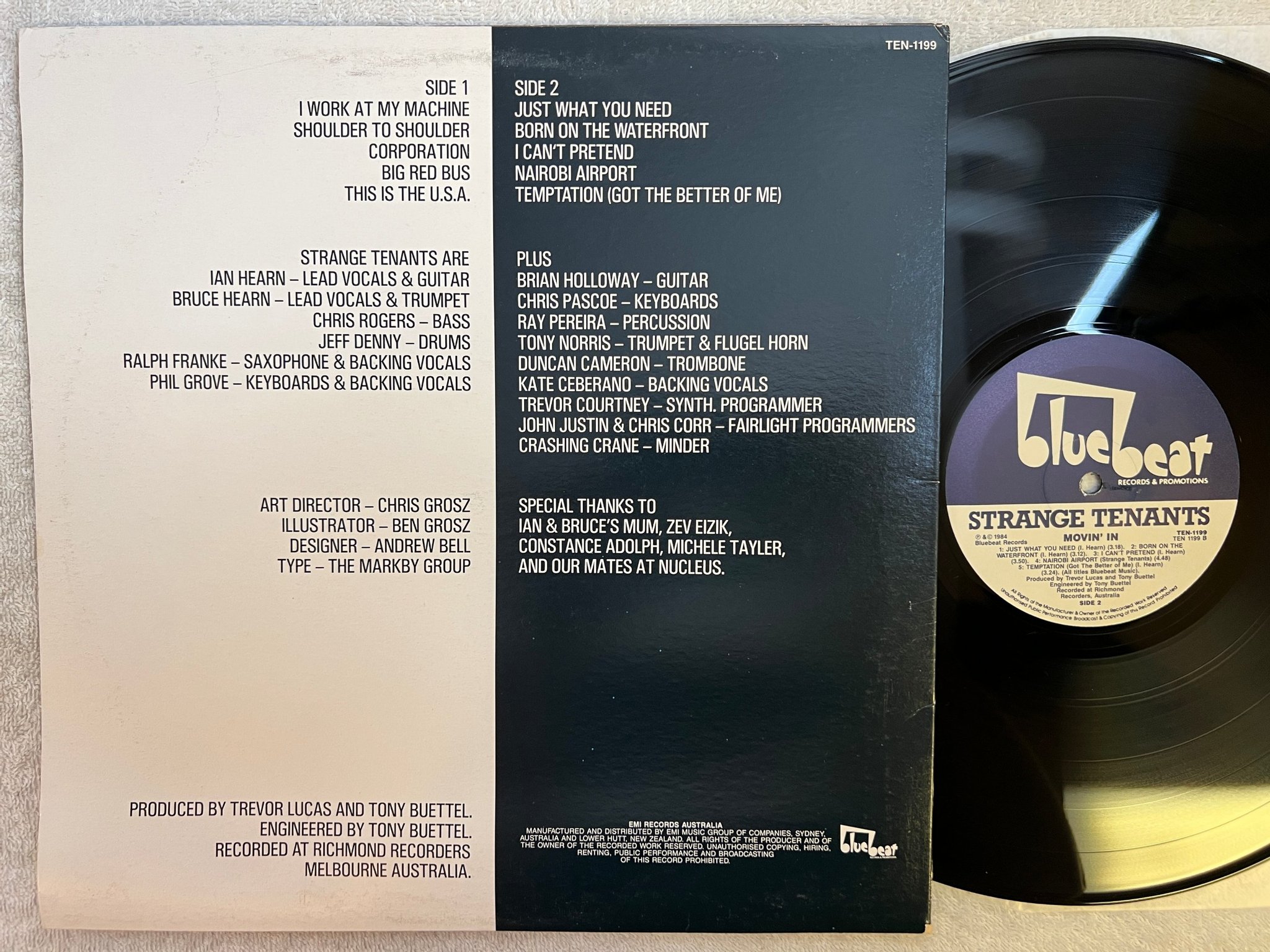 Omslagsbild för skivan STRANGE TENANTS Movin In LP -84 Aussie BLUE BEAT TEN-1199 ska 