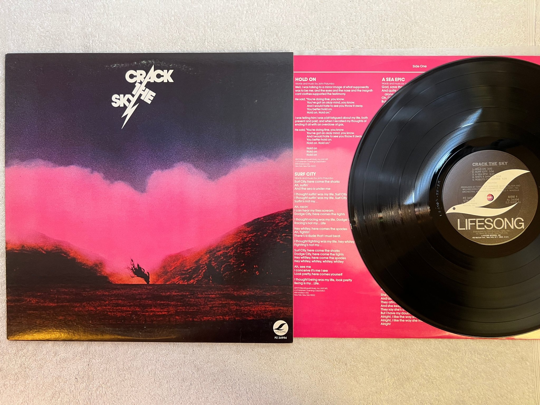 Omslagsbild för skivan CRACK THE SKY s/t LP -75 US LIFESONG PZ 34994