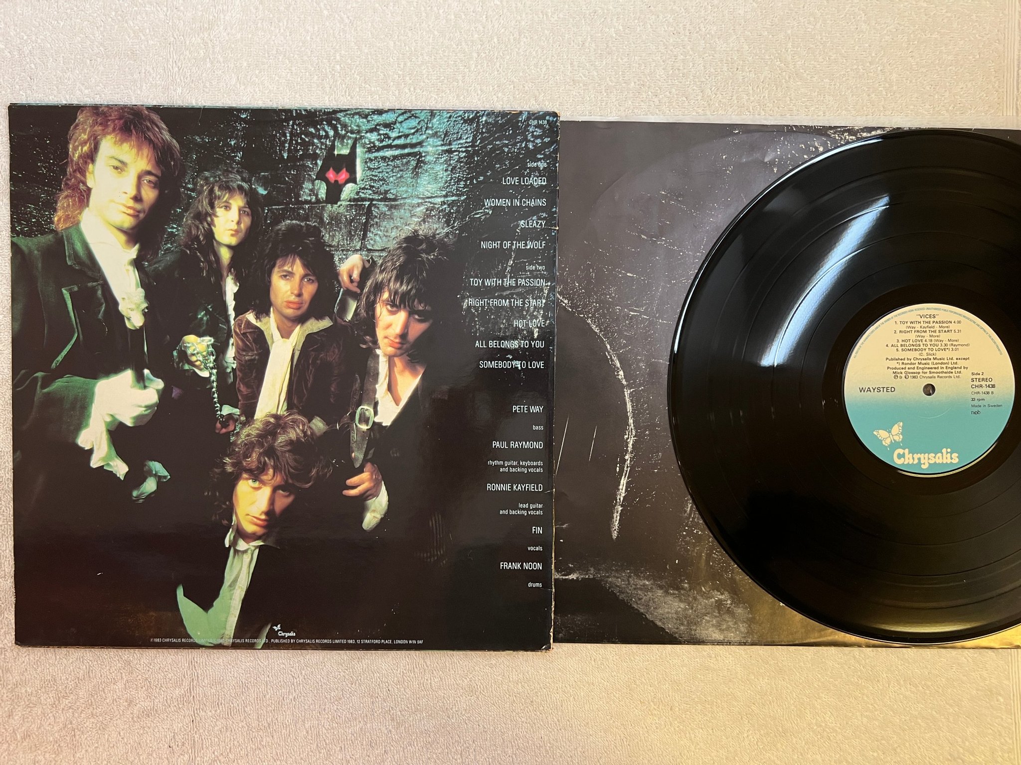 Omslagsbild för skivan WAYSTED vices LP -83 ncb CHRYSALIS CHR-1438