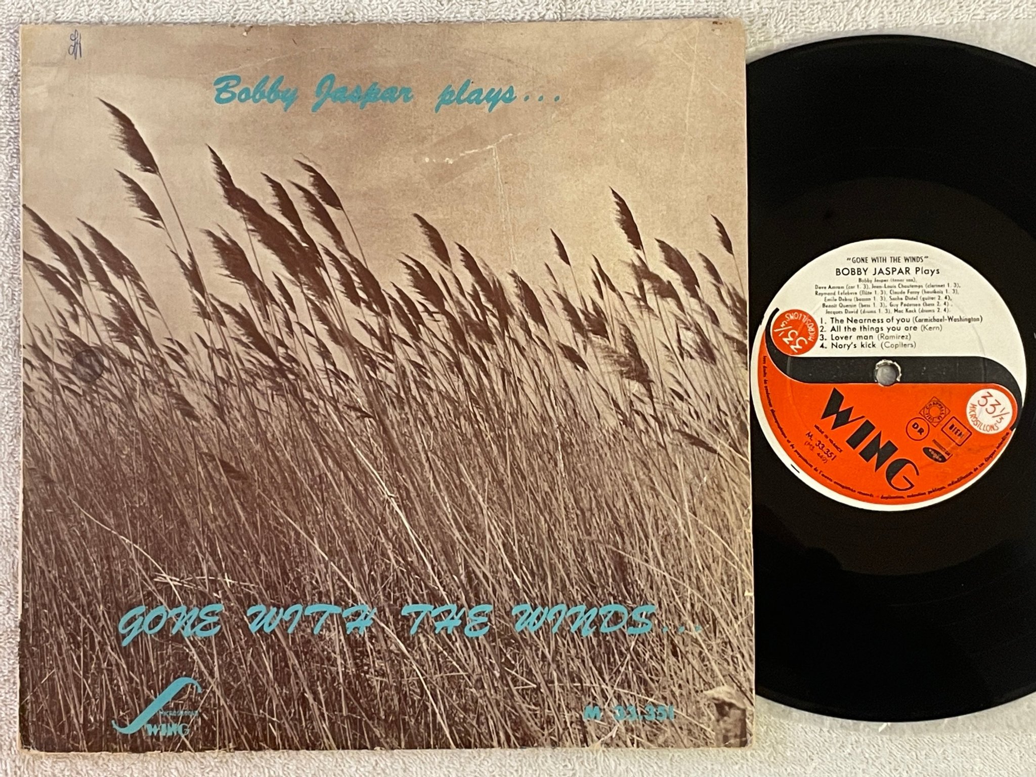 Omslagsbild för skivan BOBBY JASPAR plays 10"LP Fra SWING M 33351 ** super rare jazz **    Record / Cov
