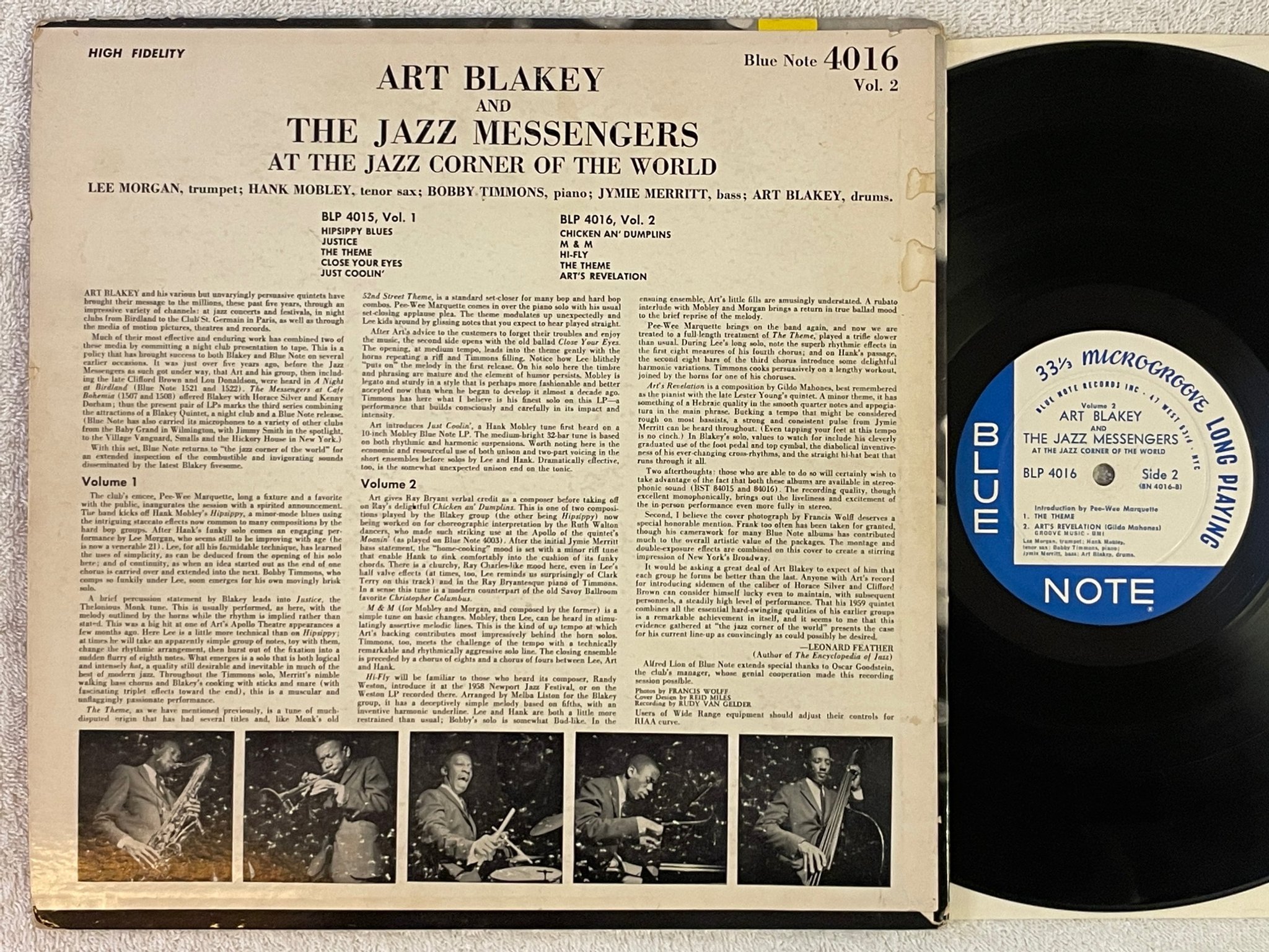 Omslagsbild för skivan ART BLAKEY AND THE JAZZ MESSENGERS vol 2 LP -64 US BLUE NOTE BLP 4016 