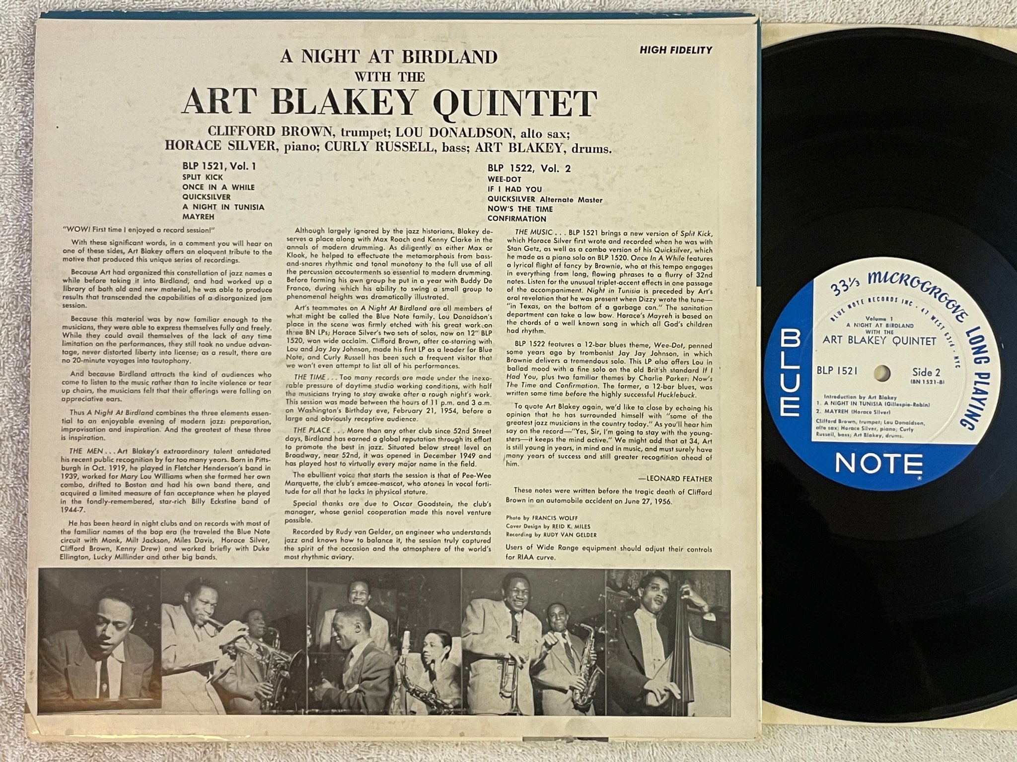 Omslagsbild för skivan ART BLAKEY QUINTET a night at Birdland vol 1 LP -59 US BLUE NOTE BLP 1521 