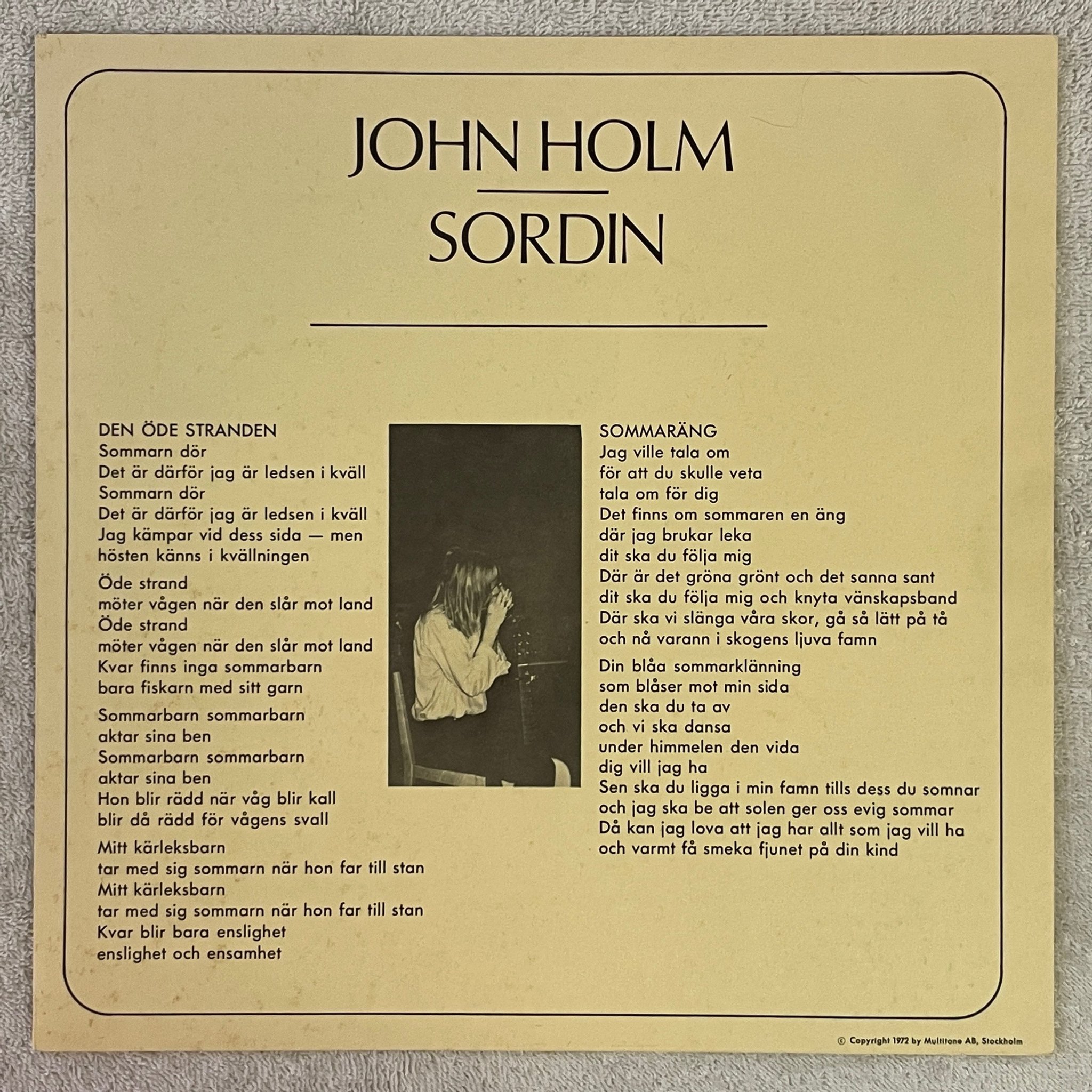 Omslagsbild för skivan JOHN HOLM sordin LP -72 Swe 1st press METRONOME MLP 15445 