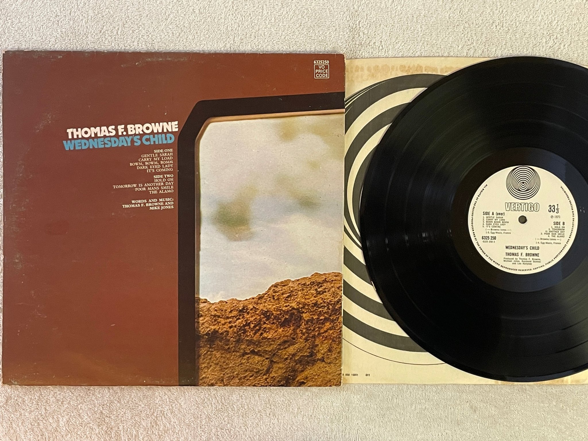 Omslagsbild för skivan THOMAS F BROWNE wednesday's child LP -71 UK VERTIGO 6325 250 ** rare **