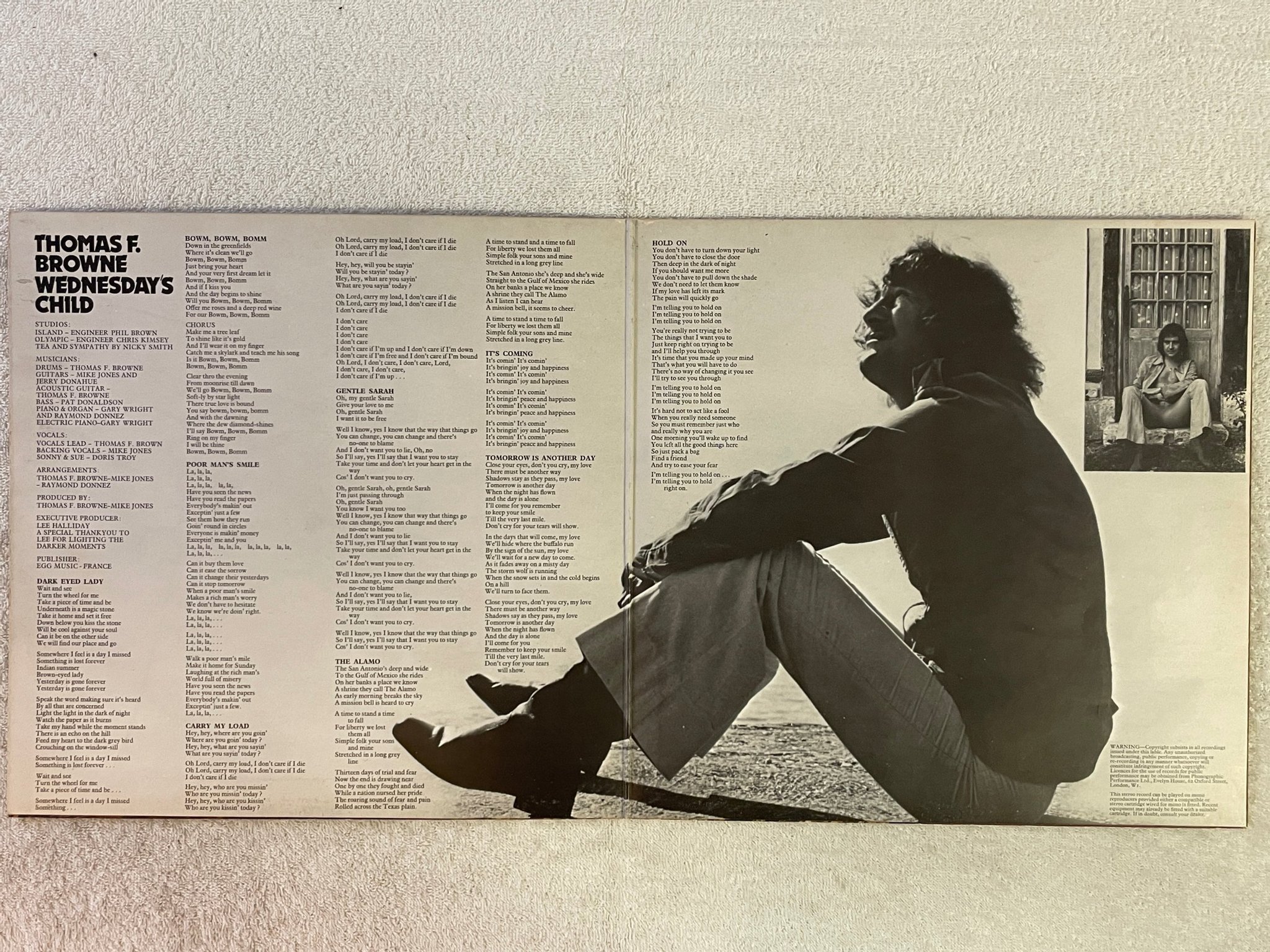 Omslagsbild för skivan THOMAS F BROWNE wednesday's child LP -71 UK VERTIGO 6325 250 ** rare **