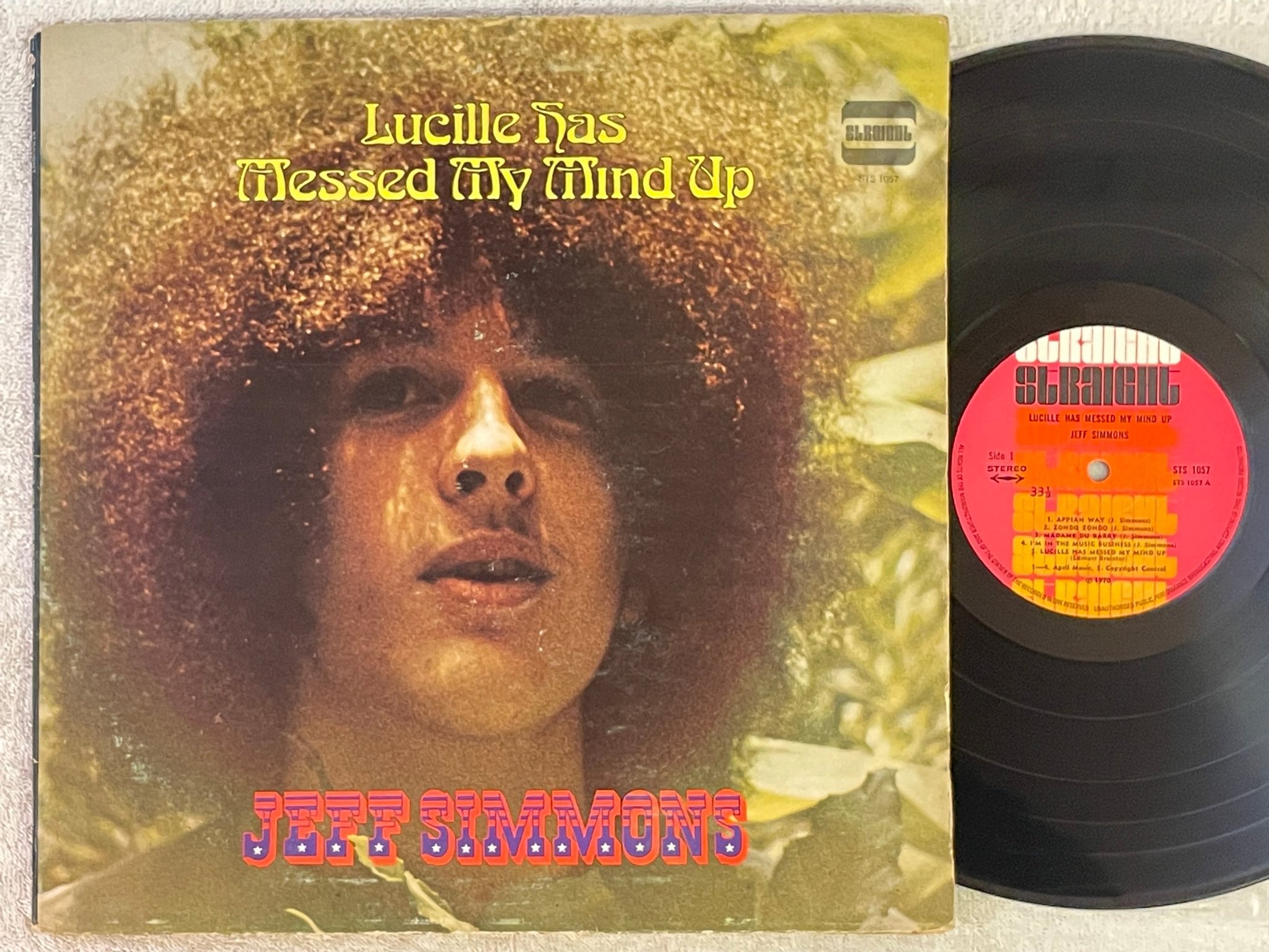 Omslagsbild för skivan JEFF SIMMONS lucille has messed my mind up LP -70 UK STRAIGHT STS 1057 psych 