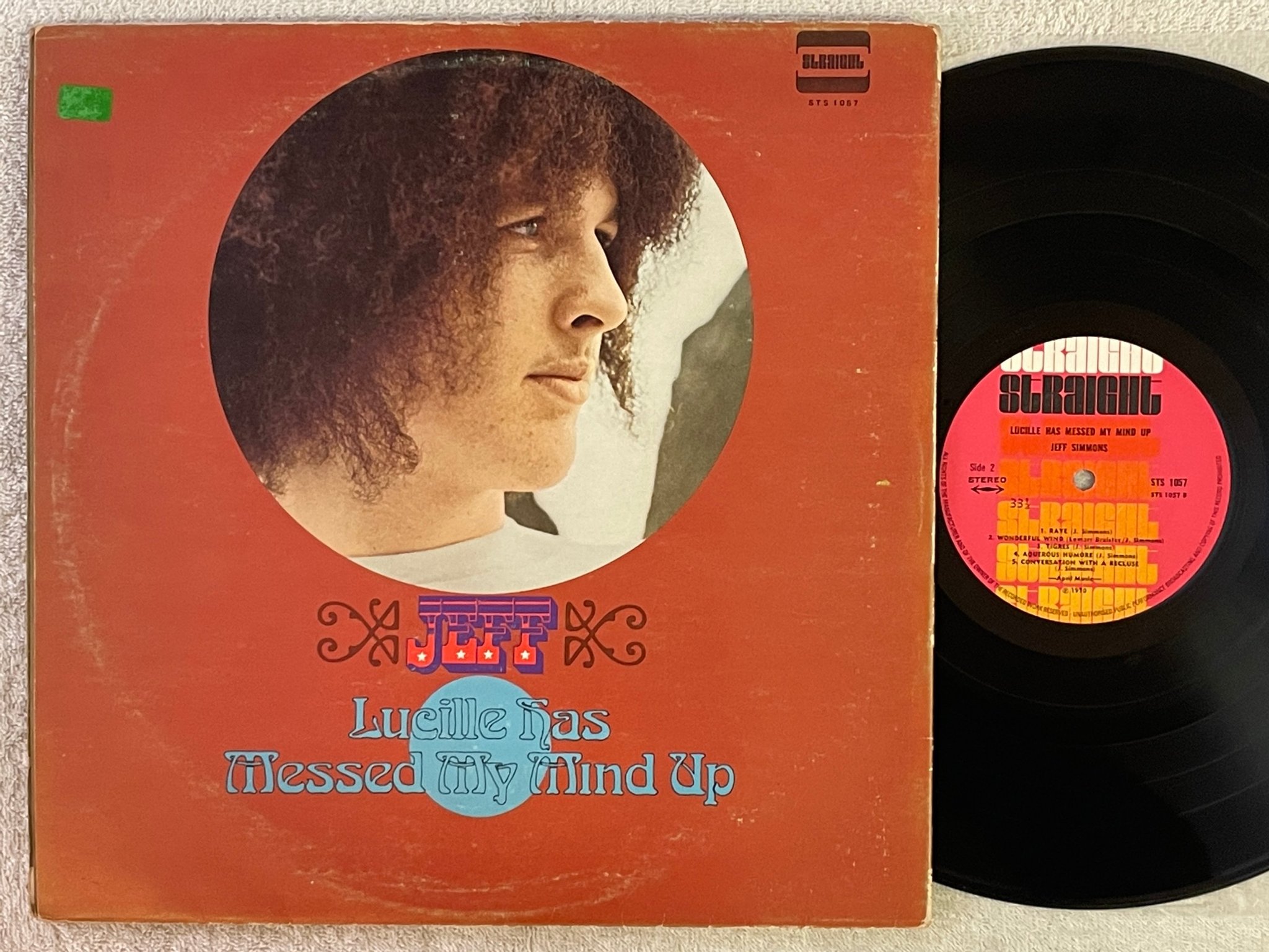 Omslagsbild för skivan JEFF SIMMONS lucille has messed my mind up LP -70 UK STRAIGHT STS 1057 psych 