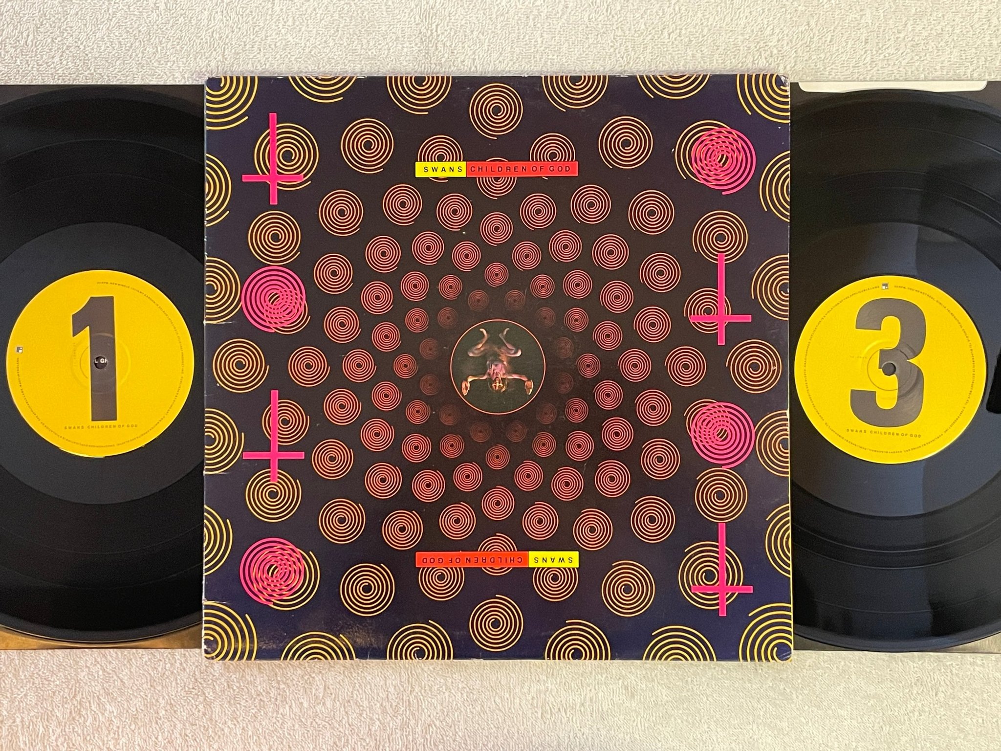 Omslagsbild för skivan SWANS children of God 2xLP -87 UK PRODUCT INC 33 PROD 17 electronic rock