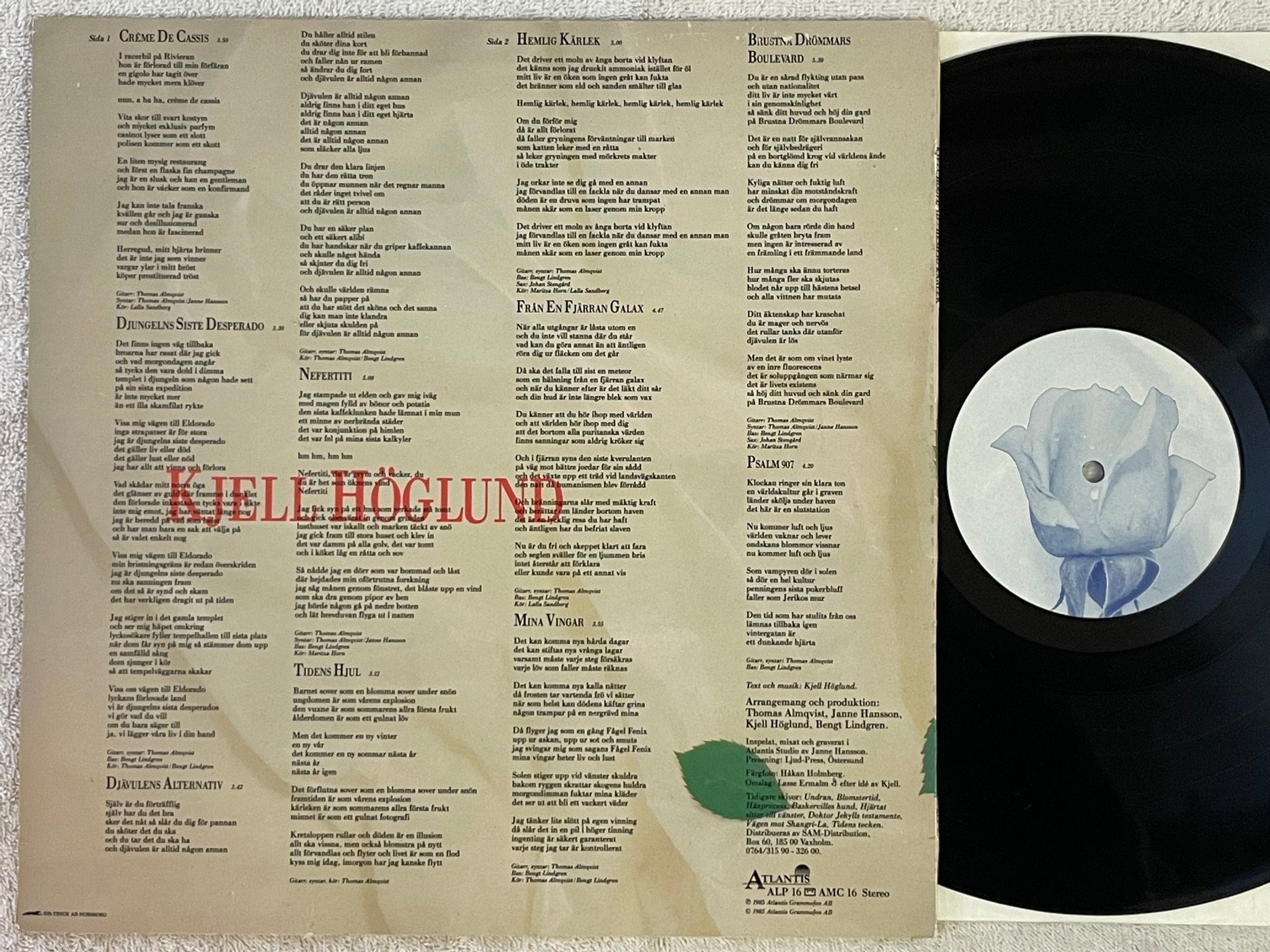 Omslagsbild för skivan KJELL HÖGLUND hemlig kärlek LP -85 Swe ATLANTIS ALP 16 