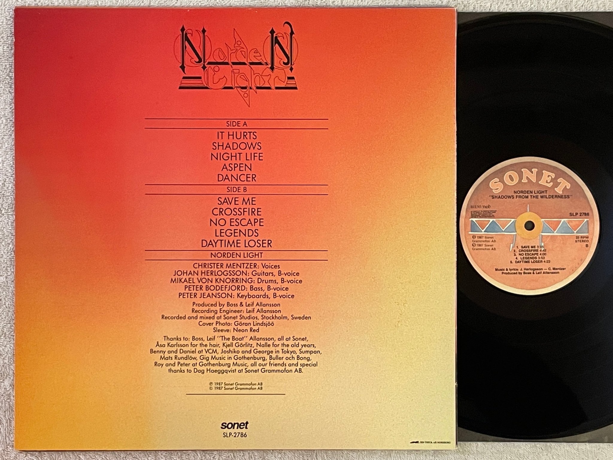 Omslagsbild för skivan NORDEN LIGHT Shadows From The Wilderness LP -87 Swe SONET SLP 2786 