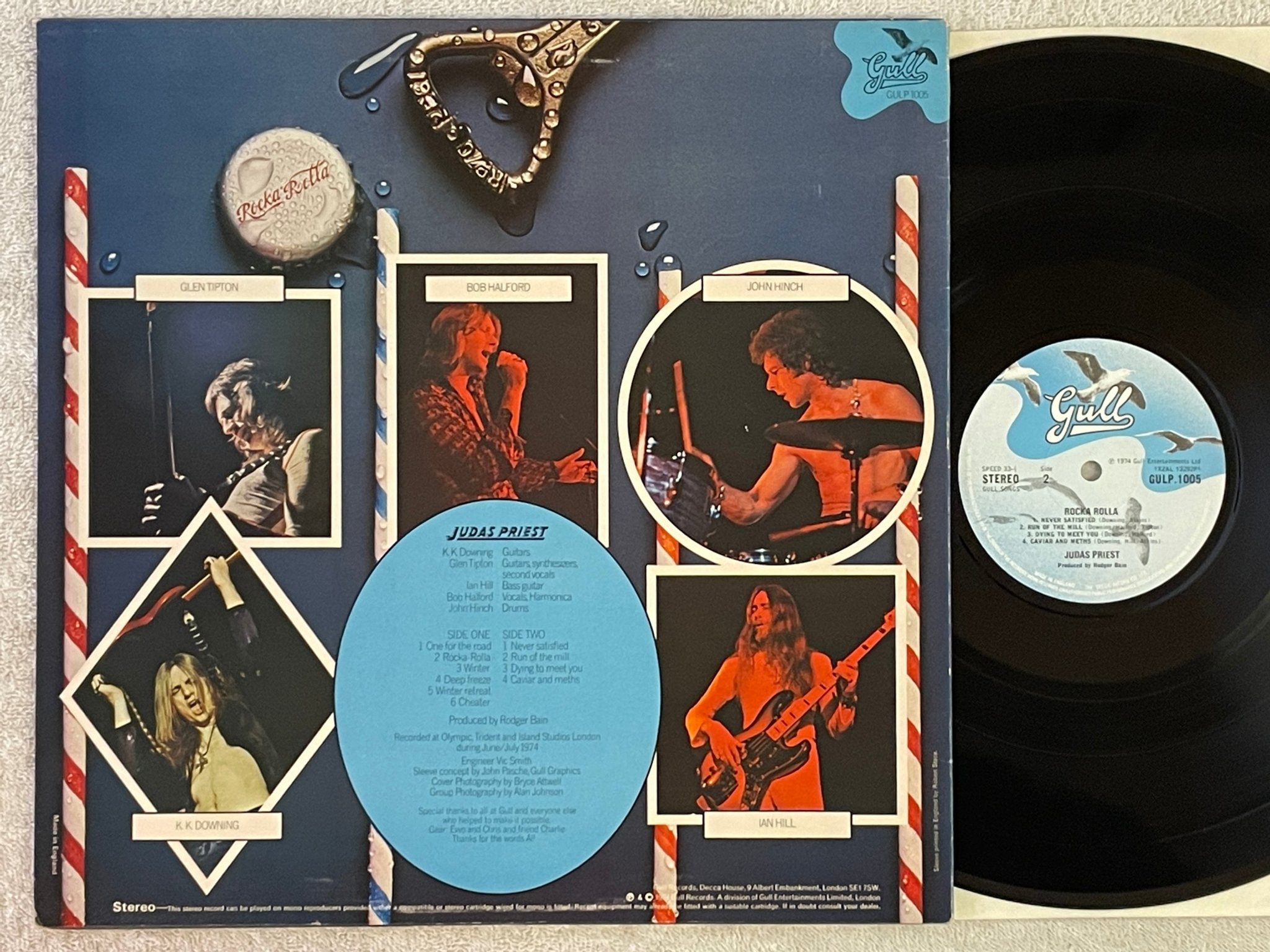 Omslagsbild för skivan JUDAS PRIEST rocka rolla LP -74 UK GULL 1005