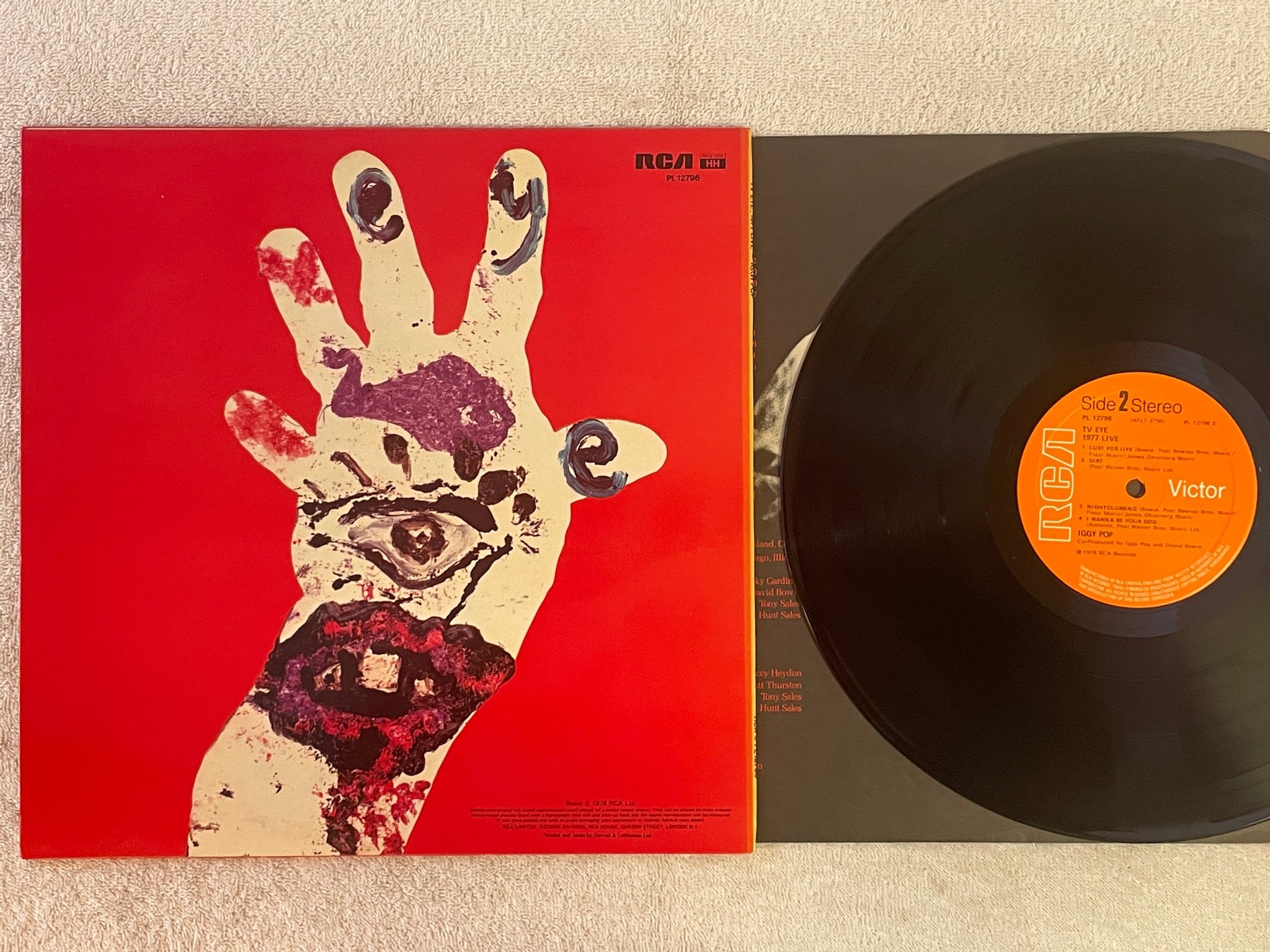 Omslagsbild för skivan IGGY POP tv eye 1977 live  LP -78 UK RCA PL 12796