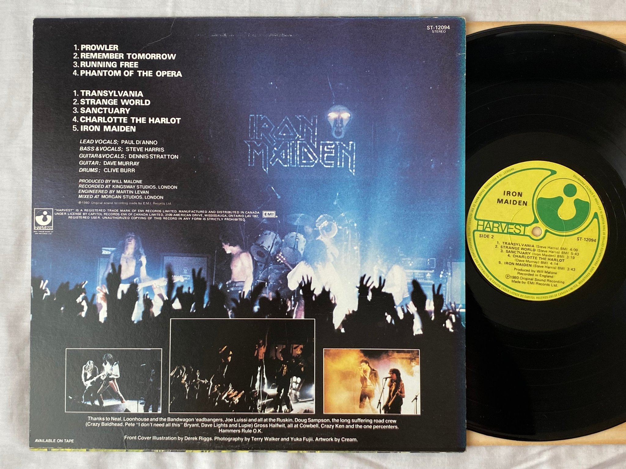 Omslagsbild för skivan IRON MAIDEN s/t LP -80 Can HARVEST ST 12094